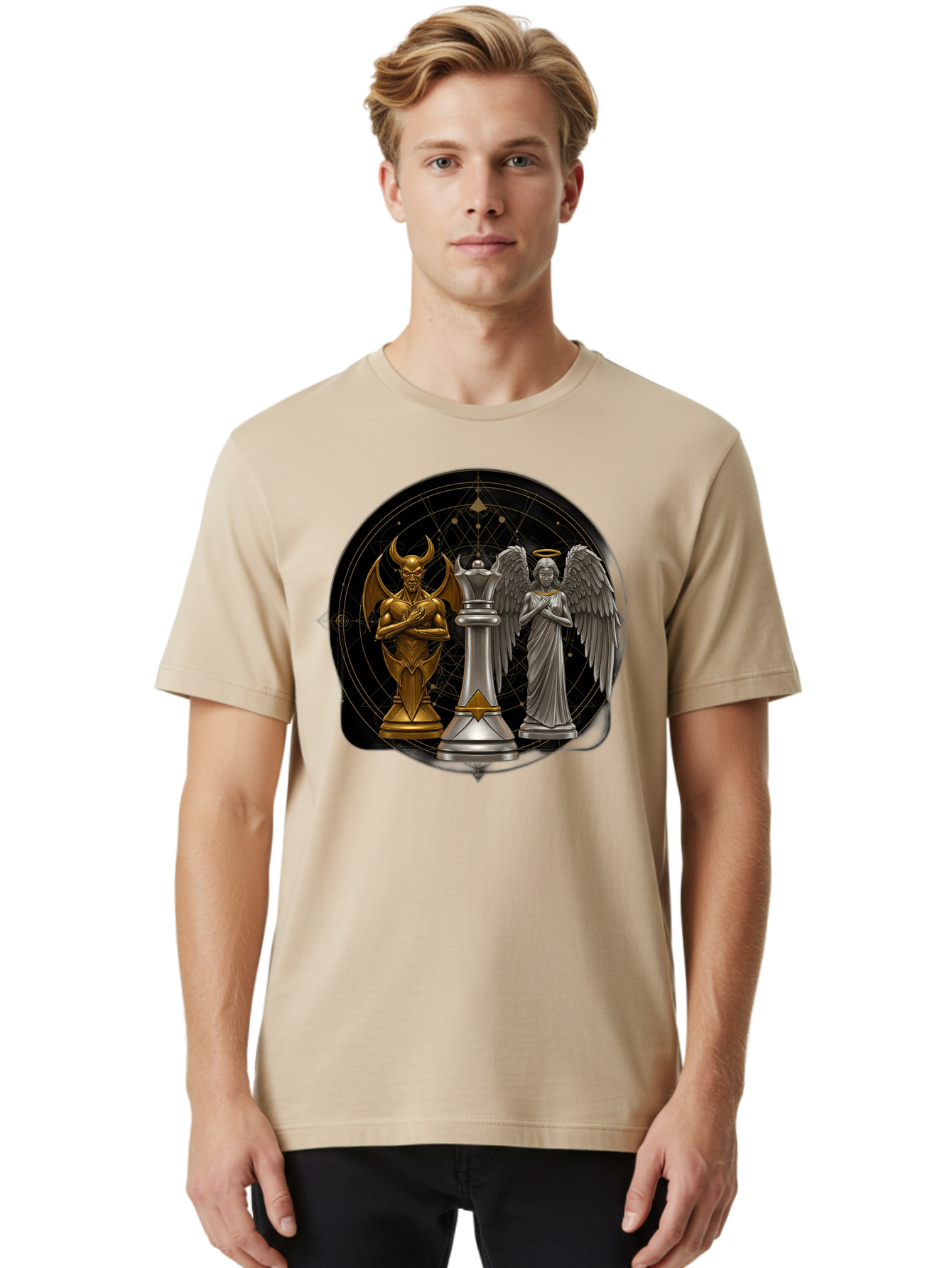 Baphomet-Angel-Queen Men'S Graphic Tee, 100% Cotton, Comfortable Casual Summer Wear, Machine Washable, Vintage Camera, Old Camera, Antique Camera, Black Camera, Classic Photography, Photography Equipment, Nostalgic Device, Film Camera, Bah550 24