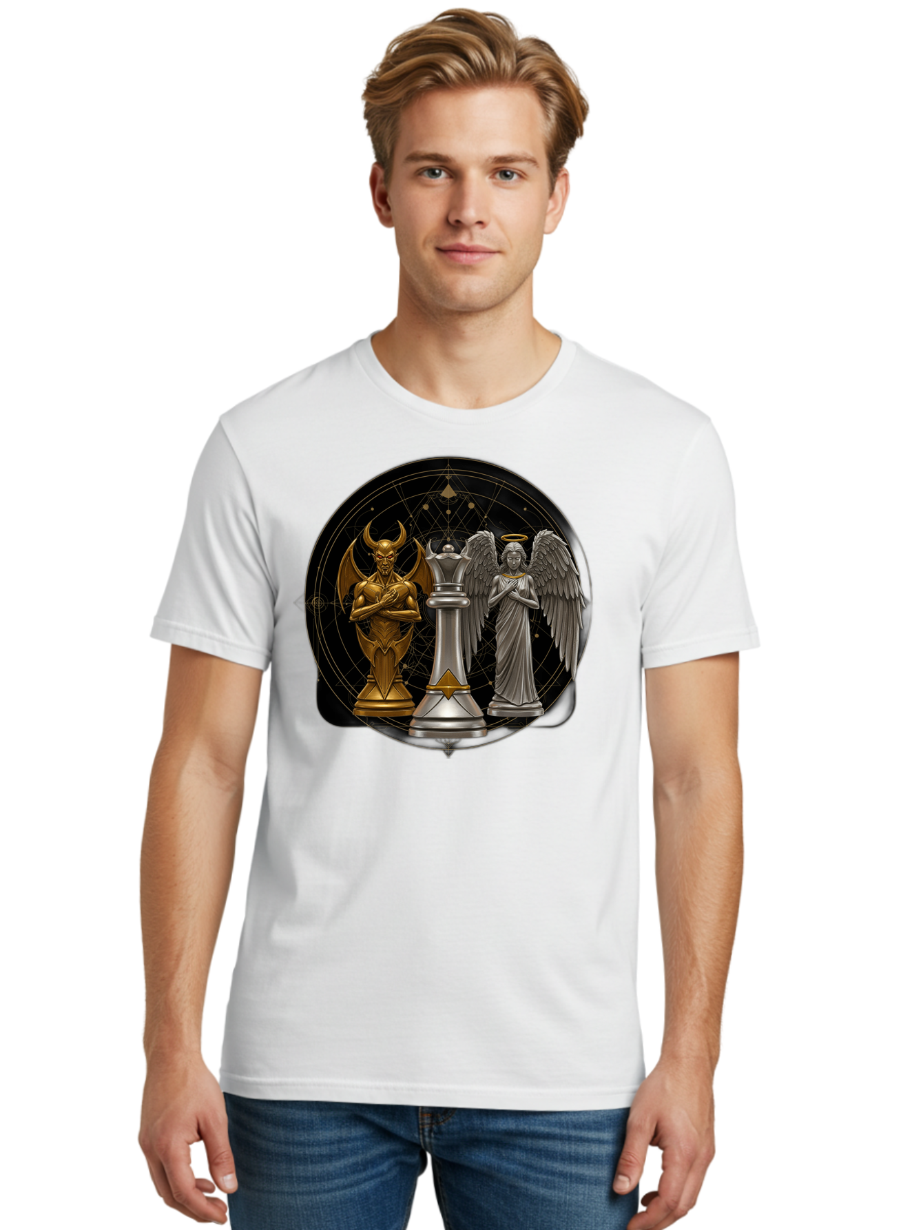 Baphomet-Angel-Queen Men'S Graphic Tee, 100% Cotton, Comfortable Casual Summer Wear, Machine Washable, Vintage Camera, Old Camera, Antique Camera, Black Camera, Classic Photography, Photography Equipment, Nostalgic Device, Film Camera, Bah550 16