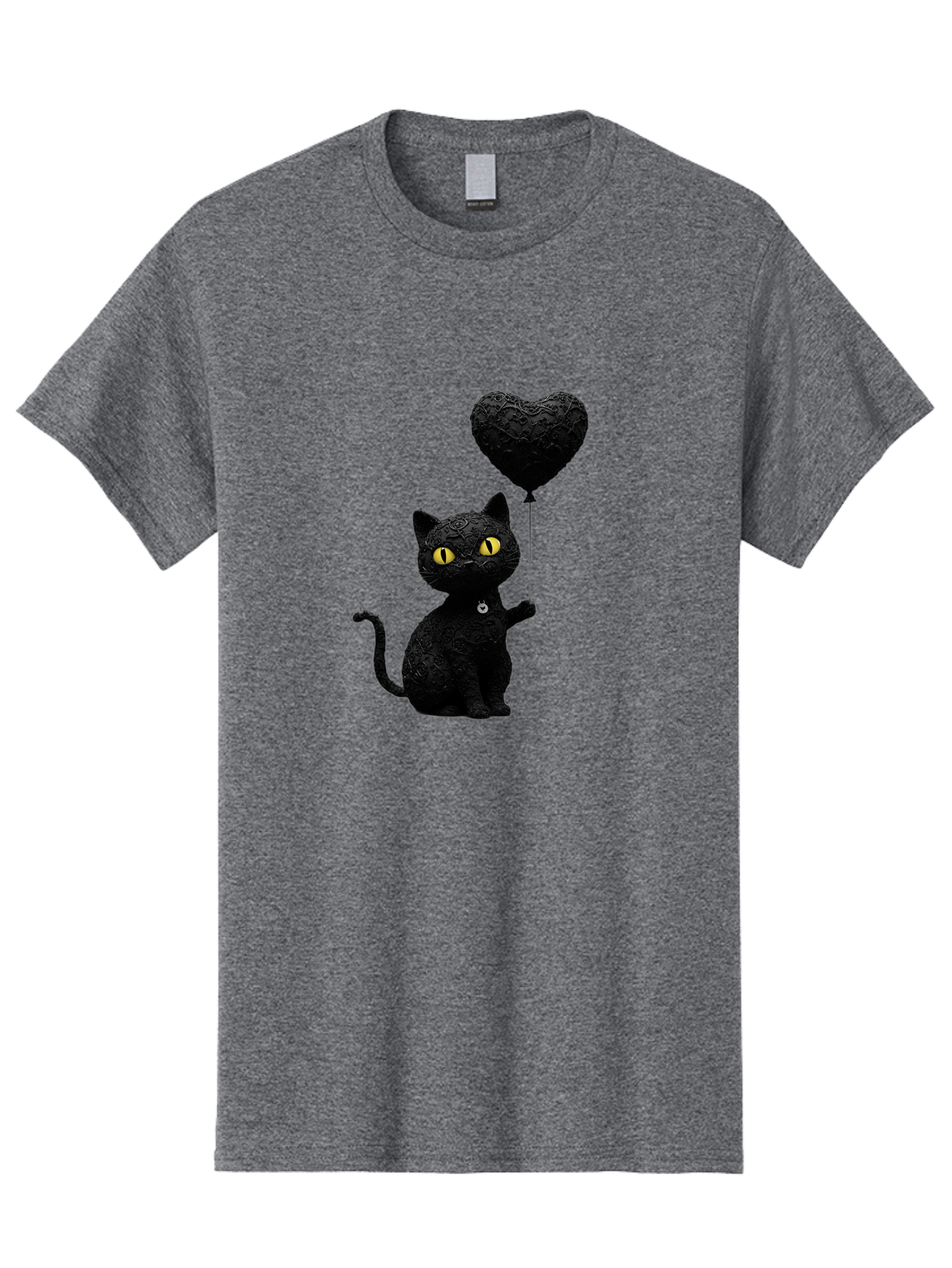 Black-Cat-With-Heart-Balloon Men'S Graphic Tee, 100% Cotton, Comfortable Casual Summer Wear, Machine Washable, Vintage Camera, Old Camera, Antique Camera, Black Camera, Classic Photography, Photography Equipment, Nostalgic Device, Film Camera, Bah593 15