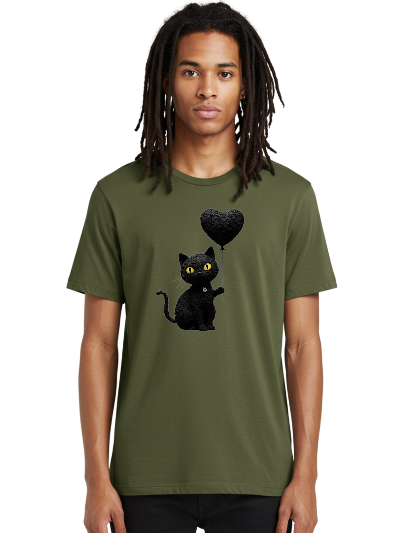 Black-Cat-With-Heart-Balloon Men'S Graphic Tee, 100% Cotton, Comfortable Casual Summer Wear, Machine Washable, Vintage Camera, Old Camera, Antique Camera, Black Camera, Classic Photography, Photography Equipment, Nostalgic Device, Film Camera, Bah593 20