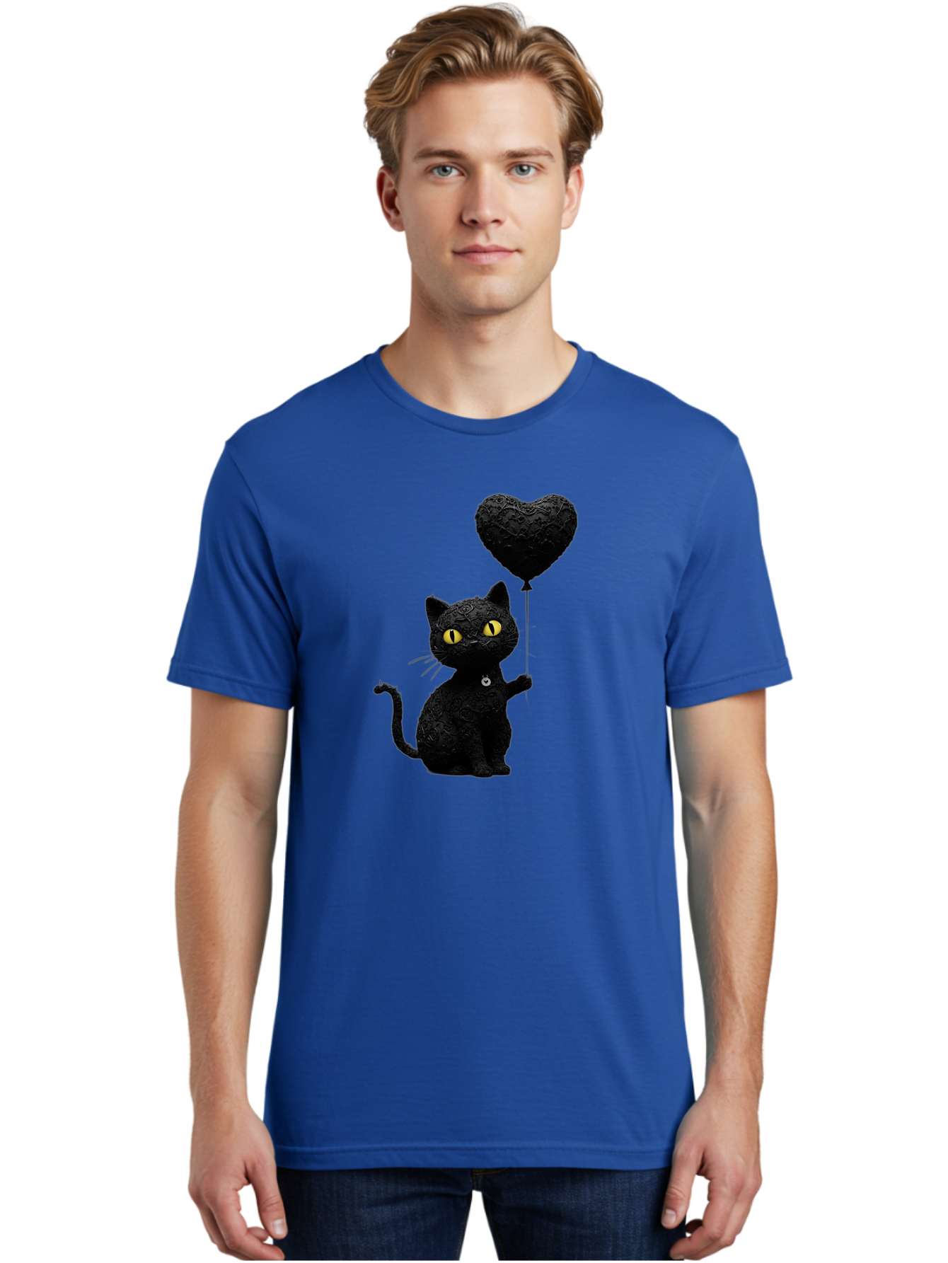 Black-Cat-With-Heart-Balloon Men'S Graphic Tee, 100% Cotton, Comfortable Casual Summer Wear, Machine Washable, Vintage Camera, Old Camera, Antique Camera, Black Camera, Classic Photography, Photography Equipment, Nostalgic Device, Film Camera, Bah593 27