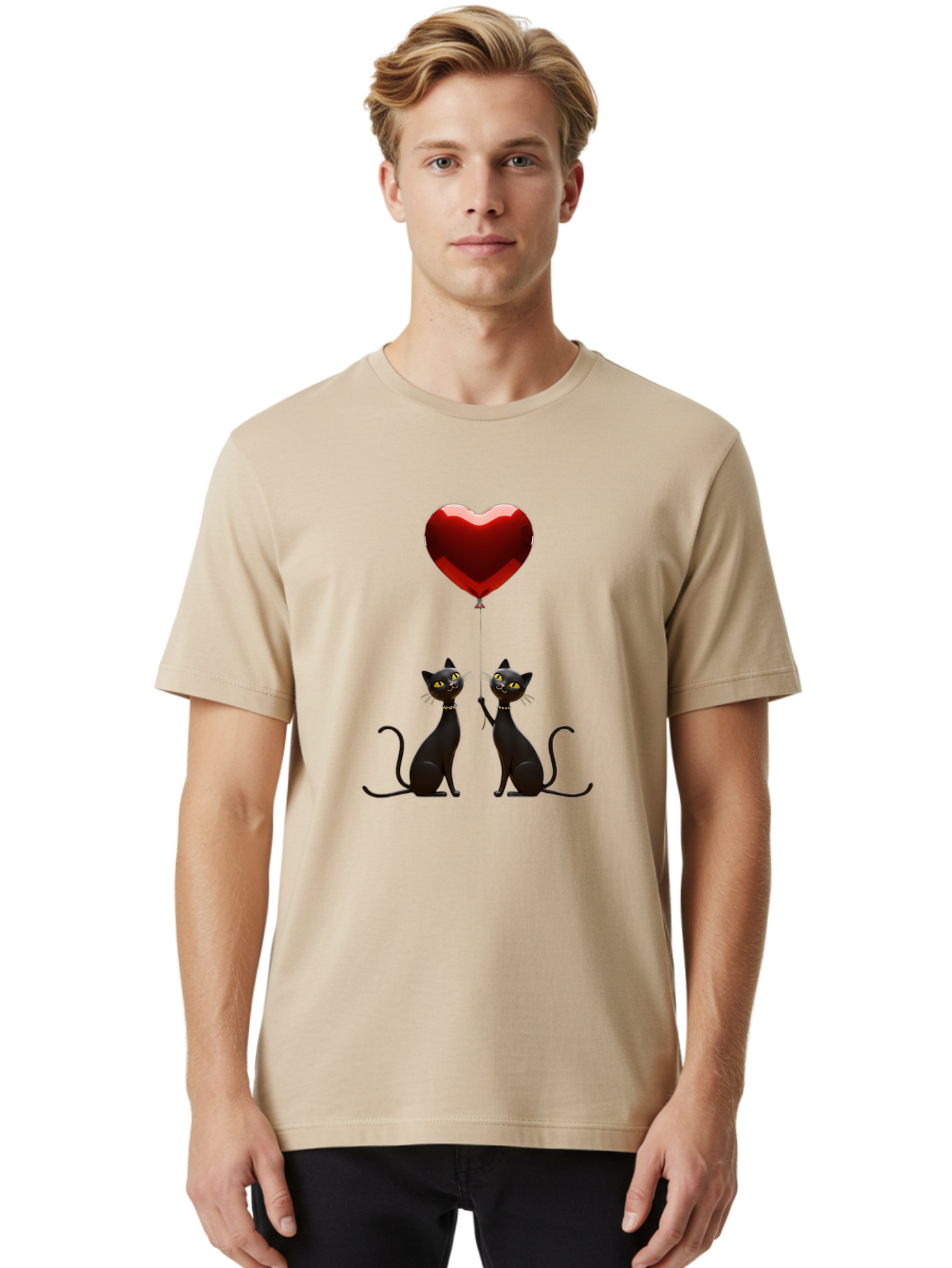 Black-Cats-And-Heart-Balloon Men'S Graphic Tee, 100% Cotton, Comfortable Casual Summer Wear, Machine Washable, Vintage Camera, Old Camera, Antique Camera, Black Camera, Classic Photography, Photography Equipment, Nostalgic Device, Film Camera, Bah594 21