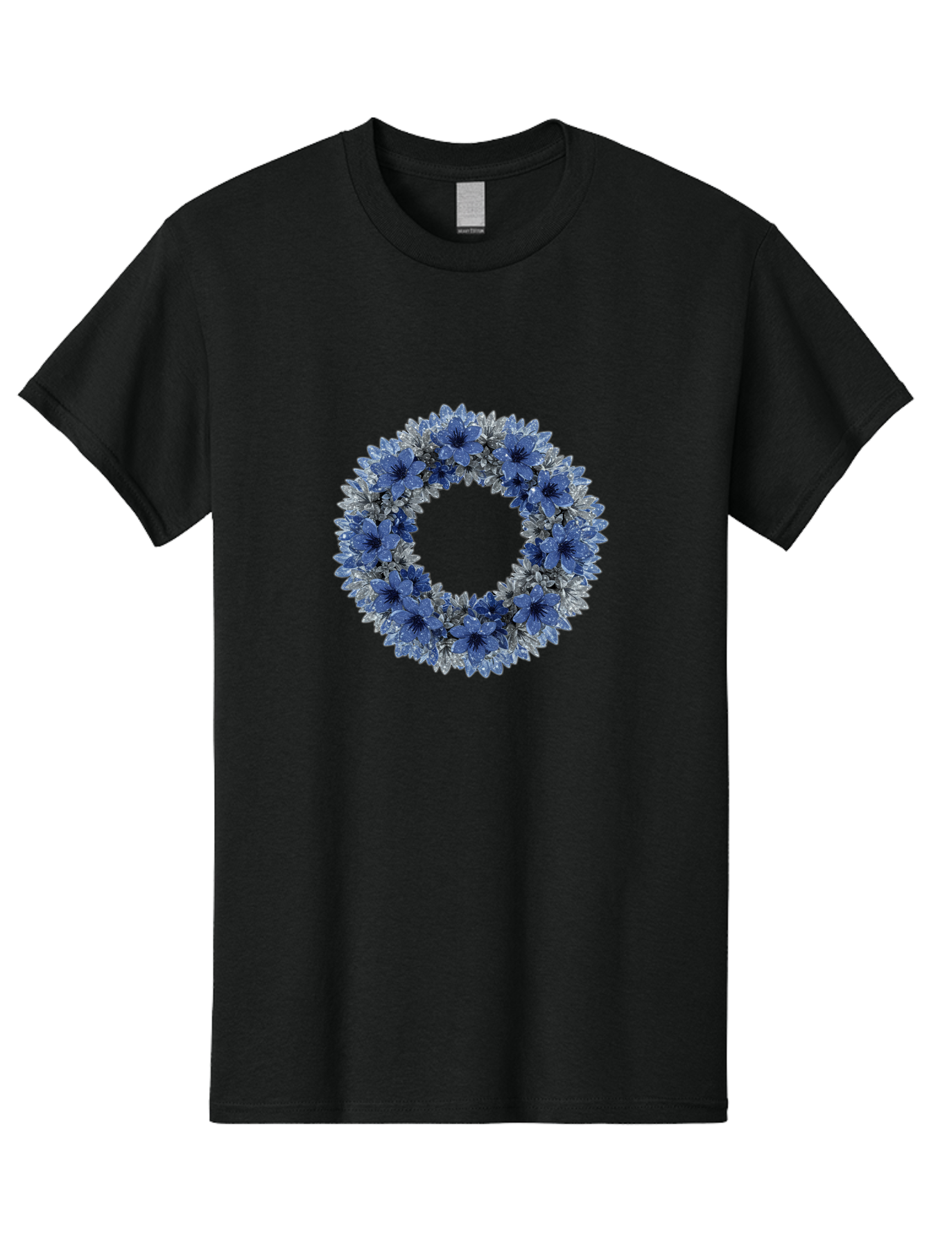 Blue-Flower-Wreath Men'S Graphic Tee, 100% Cotton, Comfortable Casual Summer Wear, Machine Washable, Vintage Camera, Old Camera, Antique Camera, Black Camera, Classic Photography, Photography Equipment, Nostalgic Device, Film Camera, Bah601 14