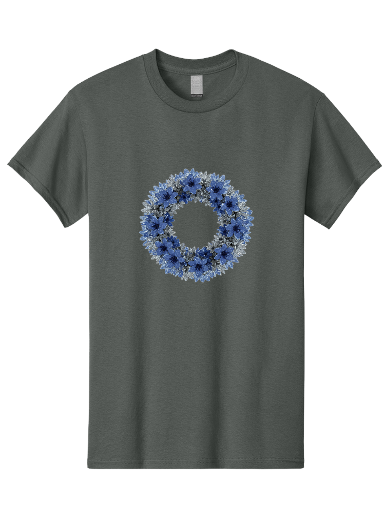 Blue-Flower-Wreath Men'S Graphic Tee, 100% Cotton, Comfortable Casual Summer Wear, Machine Washable, Vintage Camera, Old Camera, Antique Camera, Black Camera, Classic Photography, Photography Equipment, Nostalgic Device, Film Camera, Bah601 6