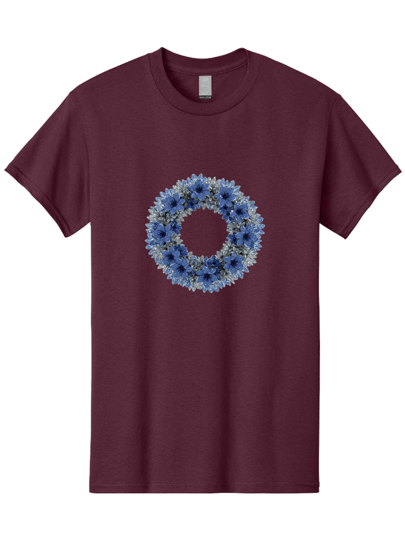 Blue-Flower-Wreath Men'S Graphic Tee, 100% Cotton, Comfortable Casual Summer Wear, Machine Washable, Vintage Camera, Old Camera, Antique Camera, Black Camera, Classic Photography, Photography Equipment, Nostalgic Device, Film Camera, Bah601 9