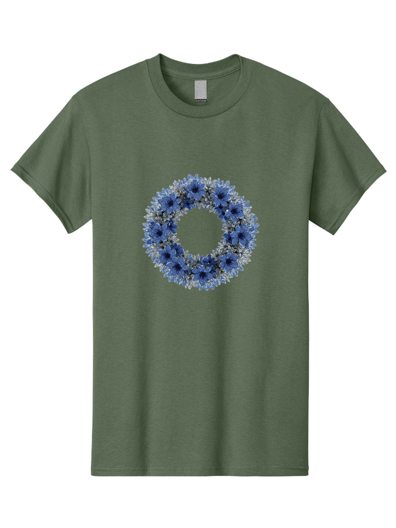 Blue-Flower-Wreath Men'S Graphic Tee, 100% Cotton, Comfortable Casual Summer Wear, Machine Washable, Vintage Camera, Old Camera, Antique Camera, Black Camera, Classic Photography, Photography Equipment, Nostalgic Device, Film Camera, Bah601 15