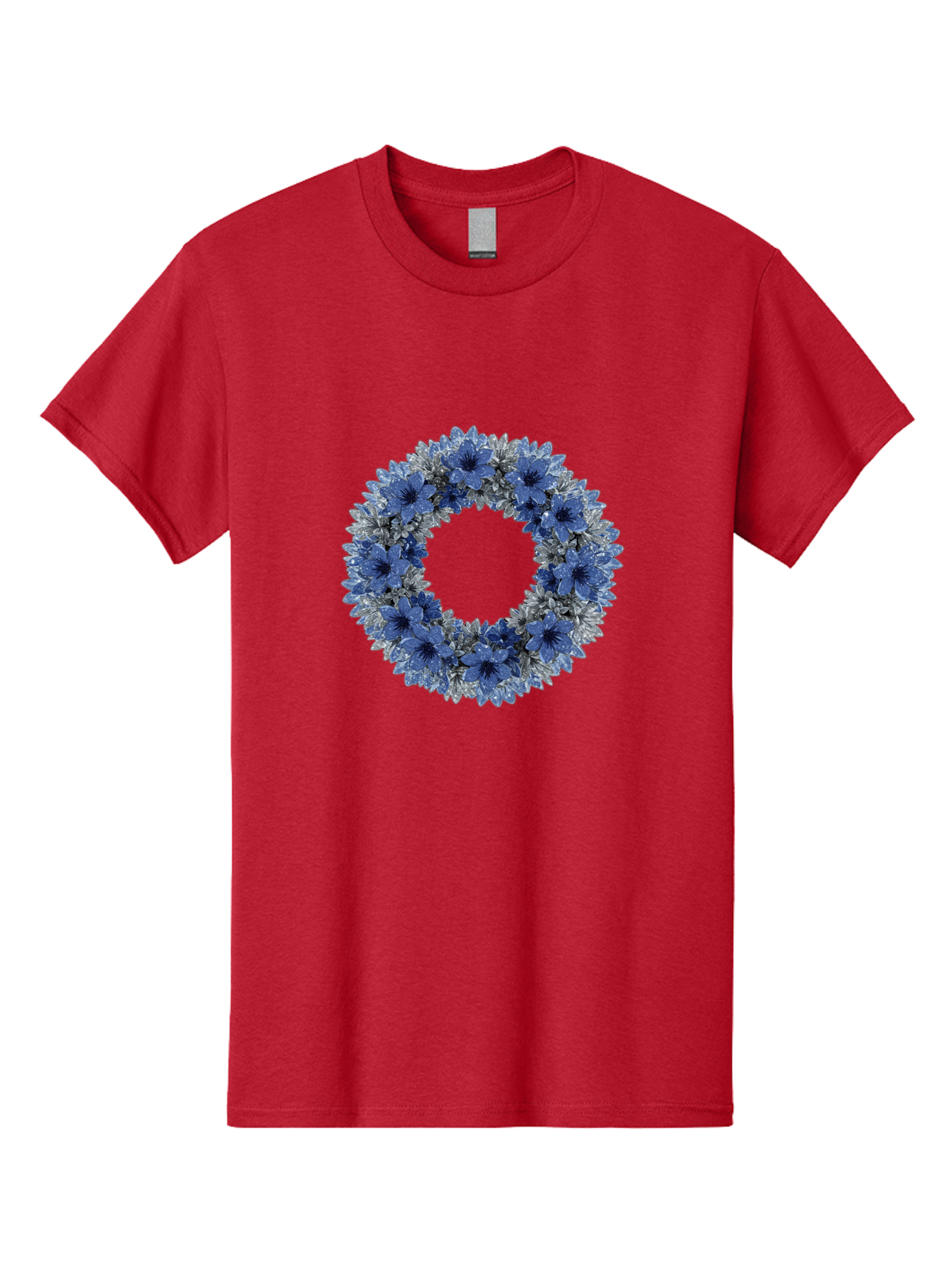 Blue-Flower-Wreath Men'S Graphic Tee, 100% Cotton, Comfortable Casual Summer Wear, Machine Washable, Vintage Camera, Old Camera, Antique Camera, Black Camera, Classic Photography, Photography Equipment, Nostalgic Device, Film Camera, Bah601 13