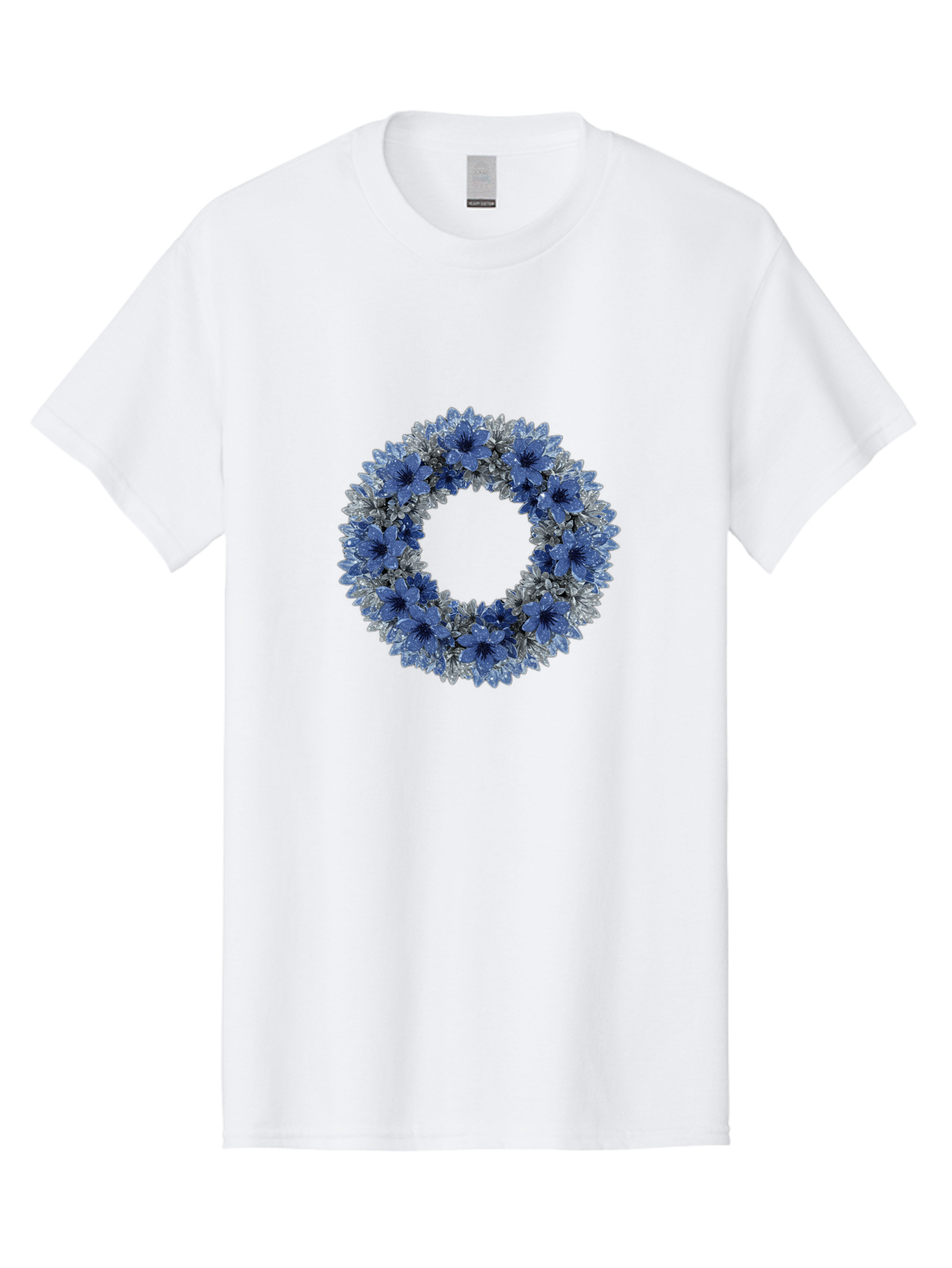 Blue-Flower-Wreath Men'S Graphic Tee, 100% Cotton, Comfortable Casual Summer Wear, Machine Washable, Vintage Camera, Old Camera, Antique Camera, Black Camera, Classic Photography, Photography Equipment, Nostalgic Device, Film Camera, Bah601 3