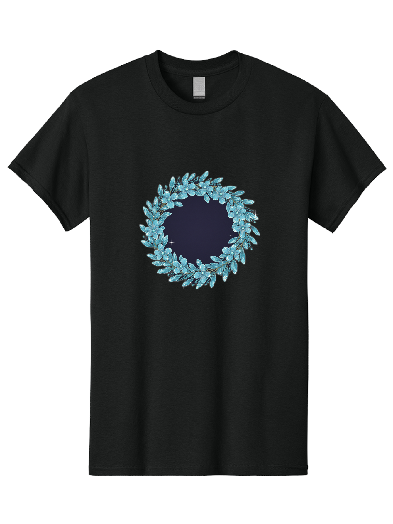 Blue-Flowers-Wreath Men'S Graphic Tee, 100% Cotton, Comfortable Casual Summer Wear, Machine Washable, Vintage Camera, Old Camera, Antique Camera, Black Camera, Classic Photography, Photography Equipment, Nostalgic Device, Film Camera, Bah602 6