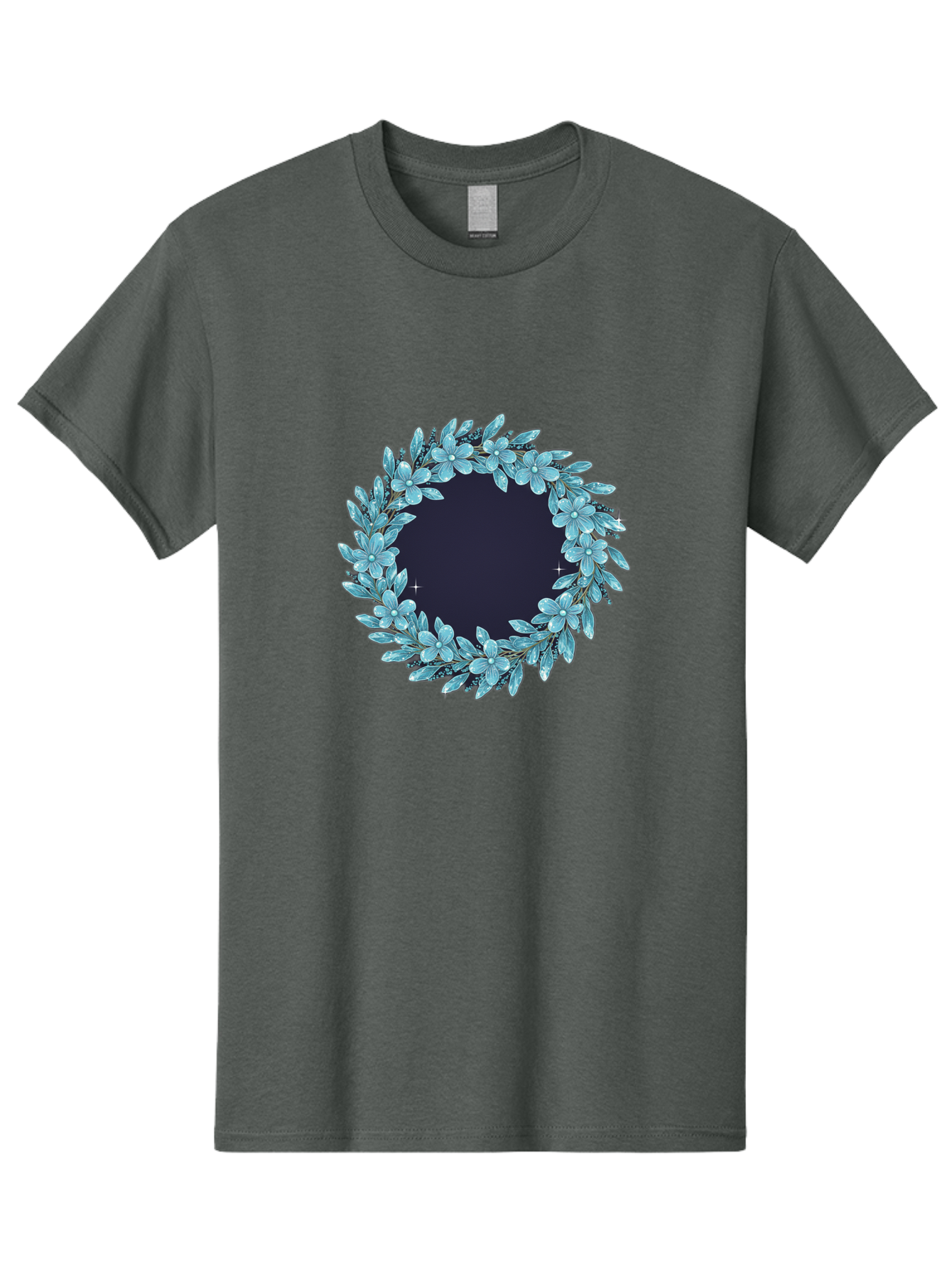 Blue-Flowers-Wreath Men'S Graphic Tee, 100% Cotton, Comfortable Casual Summer Wear, Machine Washable, Vintage Camera, Old Camera, Antique Camera, Black Camera, Classic Photography, Photography Equipment, Nostalgic Device, Film Camera, Bah602 15