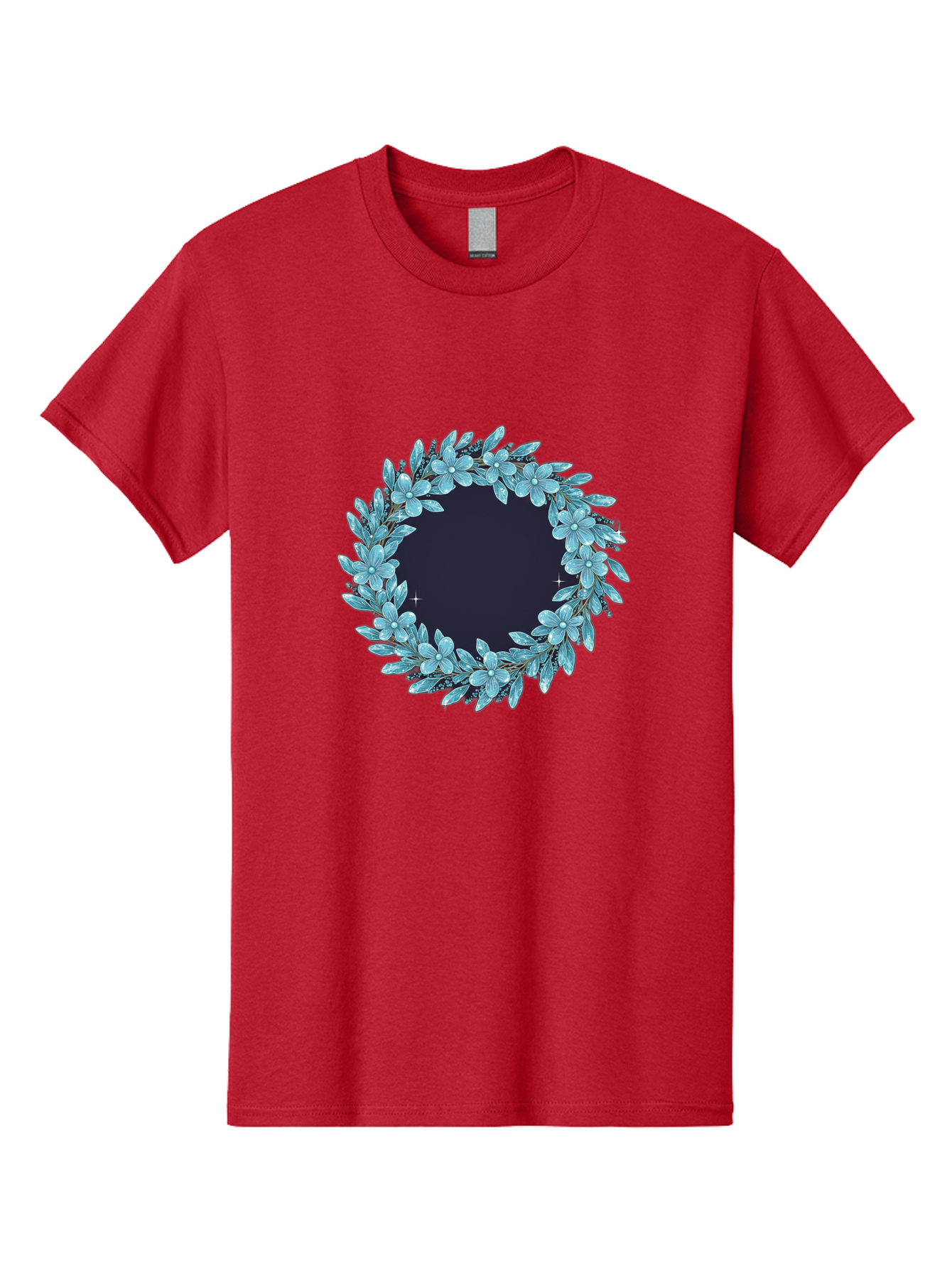 Blue-Flowers-Wreath Men'S Graphic Tee, 100% Cotton, Comfortable Casual Summer Wear, Machine Washable, Vintage Camera, Old Camera, Antique Camera, Black Camera, Classic Photography, Photography Equipment, Nostalgic Device, Film Camera, Bah602 13
