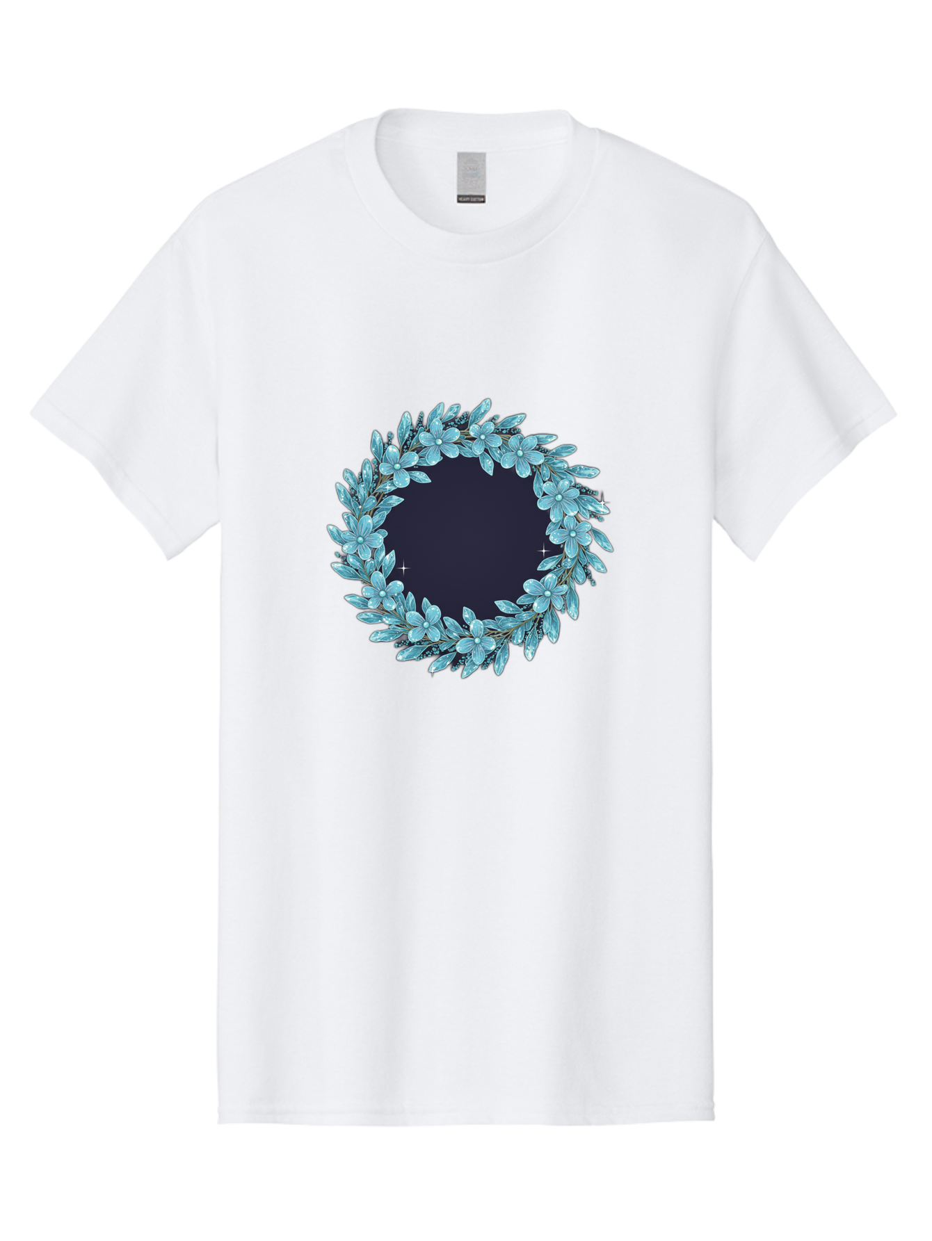 Blue-Flowers-Wreath Men'S Graphic Tee, 100% Cotton, Comfortable Casual Summer Wear, Machine Washable, Vintage Camera, Old Camera, Antique Camera, Black Camera, Classic Photography, Photography Equipment, Nostalgic Device, Film Camera, Bah602 7
