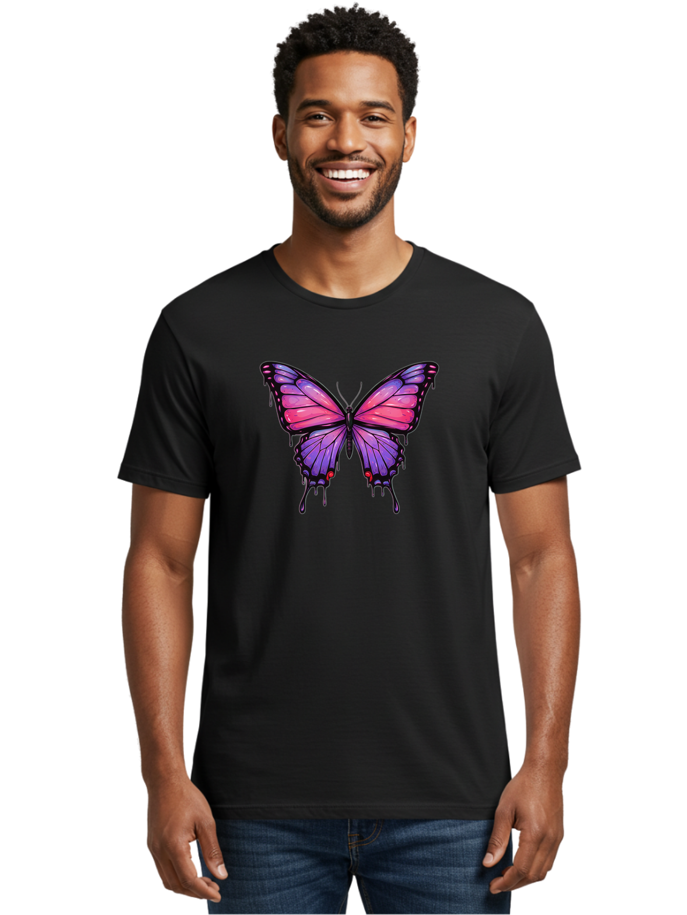 Butterfly-Design Men'S Graphic Tee, 100% Cotton, Comfortable Casual Summer Wear, Machine Washable, Vintage Camera, Old Camera, Antique Camera, Black Camera, Classic Photography, Photography Equipment, Nostalgic Device, Film Camera, Camera Art Bah670 24