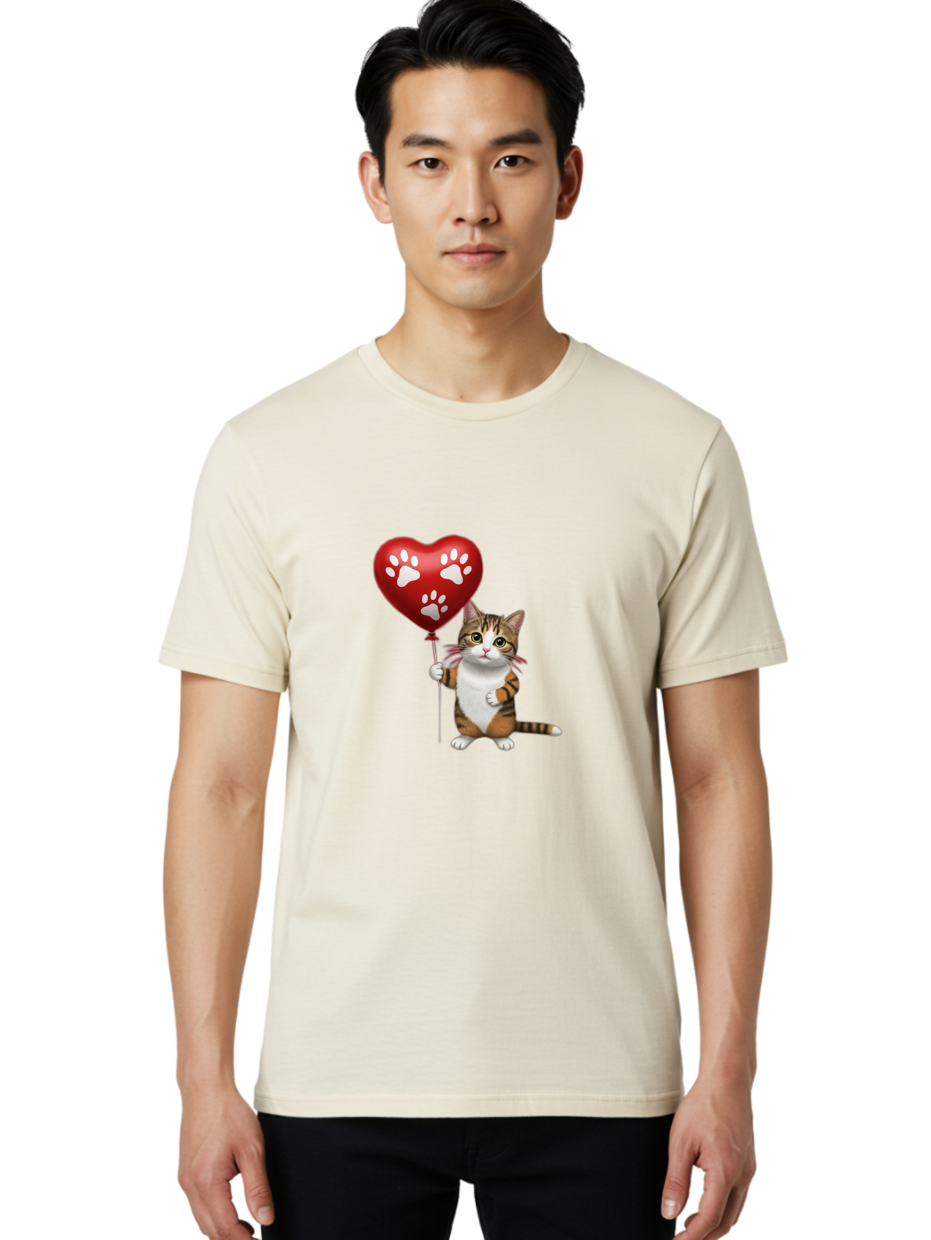 Cat-Holding-Heart-Balloon Men'S Graphic Tee, 100% Cotton, Comfortable Casual Summer Wear, Machine Washable, Vintage Camera, Old Camera, Antique Camera, Black Camera, Classic Photography, Photography Equipment, Nostalgic Device, Film Camera, Bah704 19