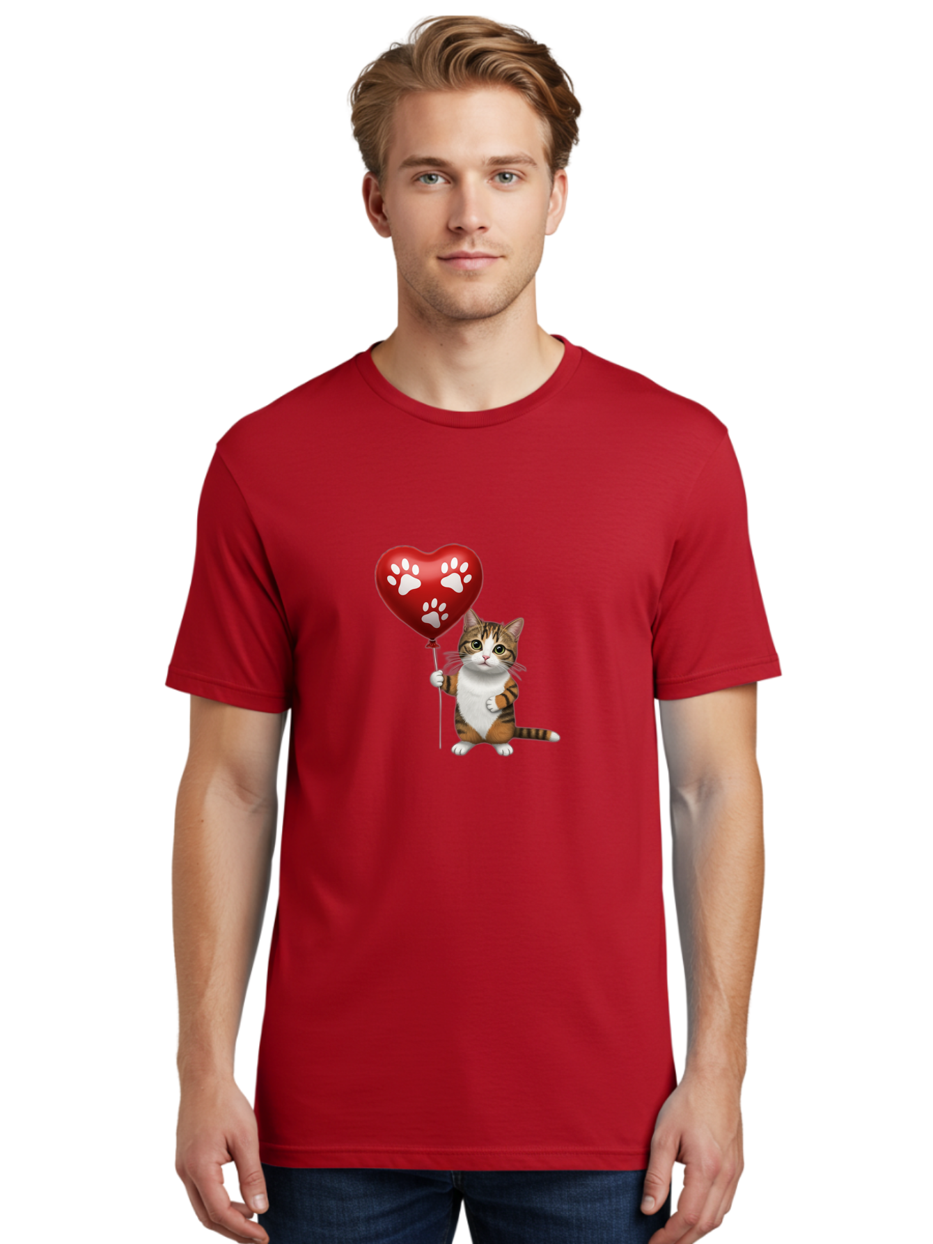 Cat-Holding-Heart-Balloon Men'S Graphic Tee, 100% Cotton, Comfortable Casual Summer Wear, Machine Washable, Vintage Camera, Old Camera, Antique Camera, Black Camera, Classic Photography, Photography Equipment, Nostalgic Device, Film Camera, Bah704 24