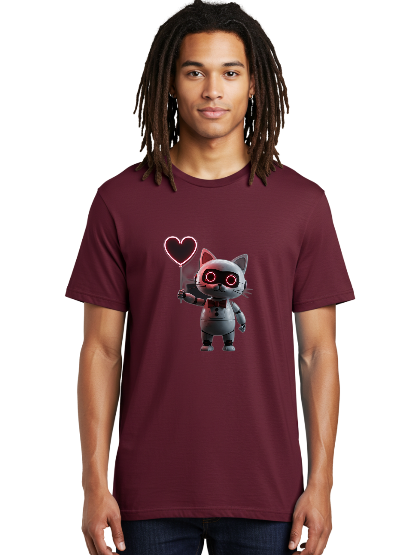 Cat-Robot-Heart Men'S Graphic Tee, 100% Cotton, Comfortable Casual Summer Wear, Machine Washable, Vintage Camera, Old Camera, Antique Camera, Black Camera, Classic Photography, Photography Equipment, Nostalgic Device, Film Camera, Camera Art Bah706 16