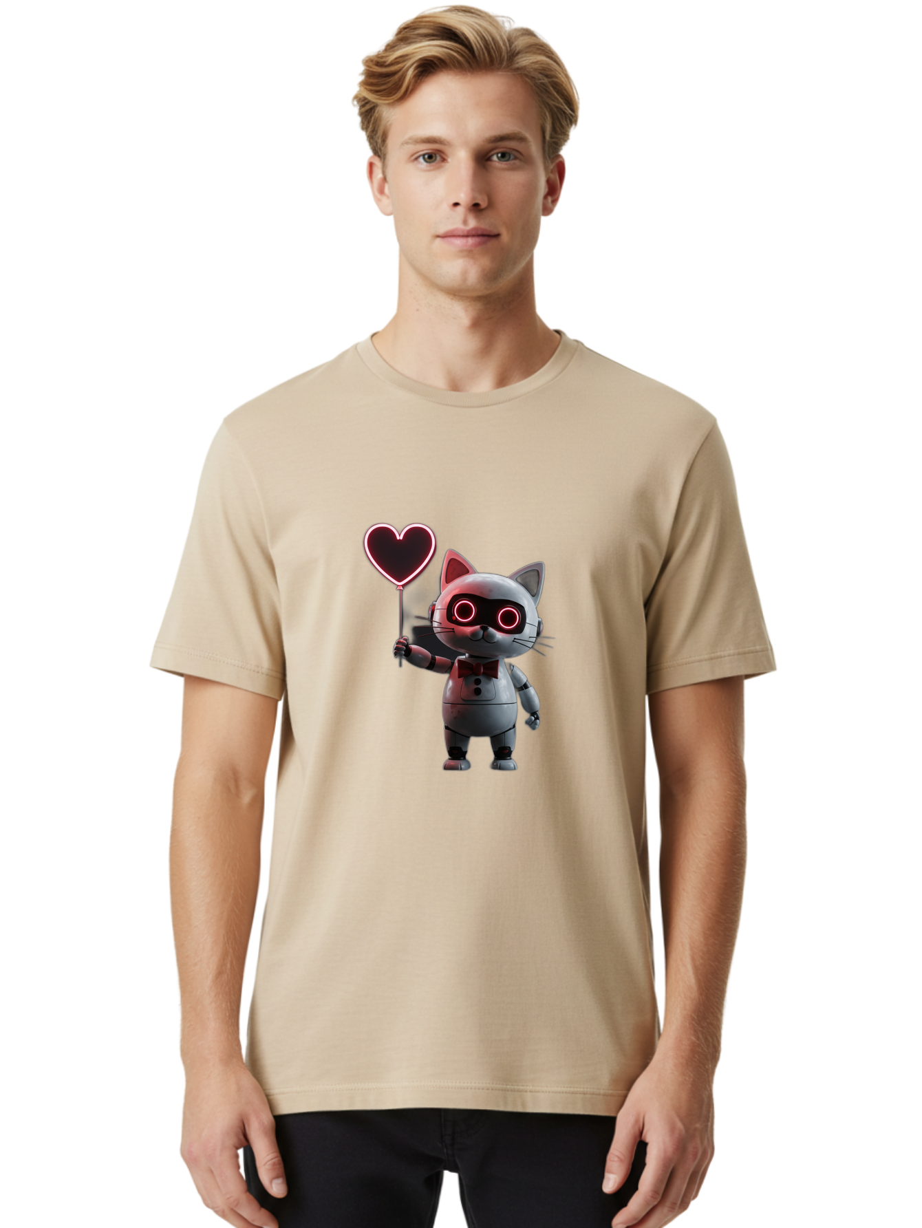 Cat-Robot-Heart Men'S Graphic Tee, 100% Cotton, Comfortable Casual Summer Wear, Machine Washable, Vintage Camera, Old Camera, Antique Camera, Black Camera, Classic Photography, Photography Equipment, Nostalgic Device, Film Camera, Camera Art Bah706 27