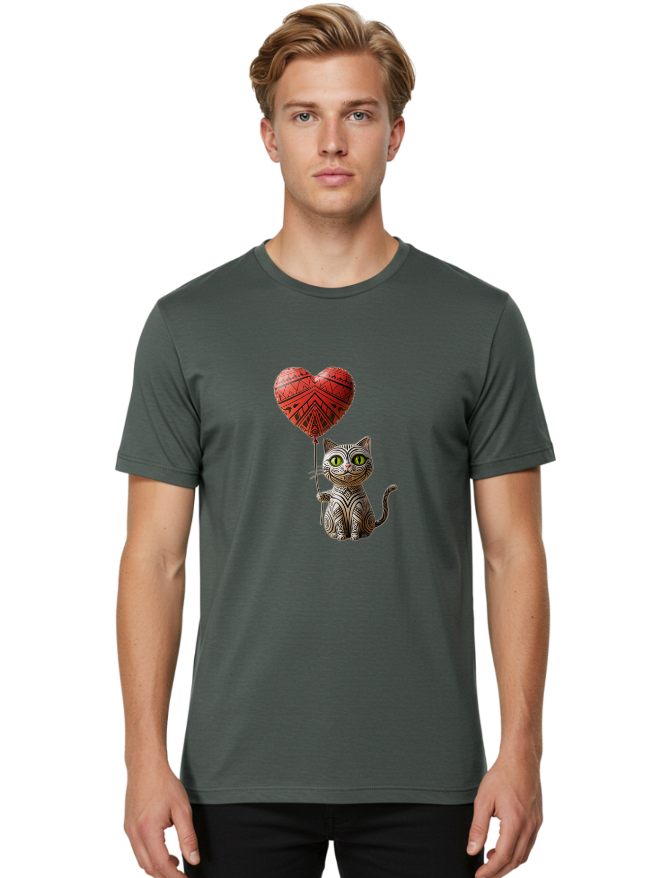 Cat-With-Heart-Balloon-1 Men'S Graphic Tee, 100% Cotton, Comfortable Casual Summer Wear, Machine Washable, Vintage Camera, Old Camera, Antique Camera, Black Camera, Classic Photography, Photography Equipment, Nostalgic Device, Film Camera, Bah708 24