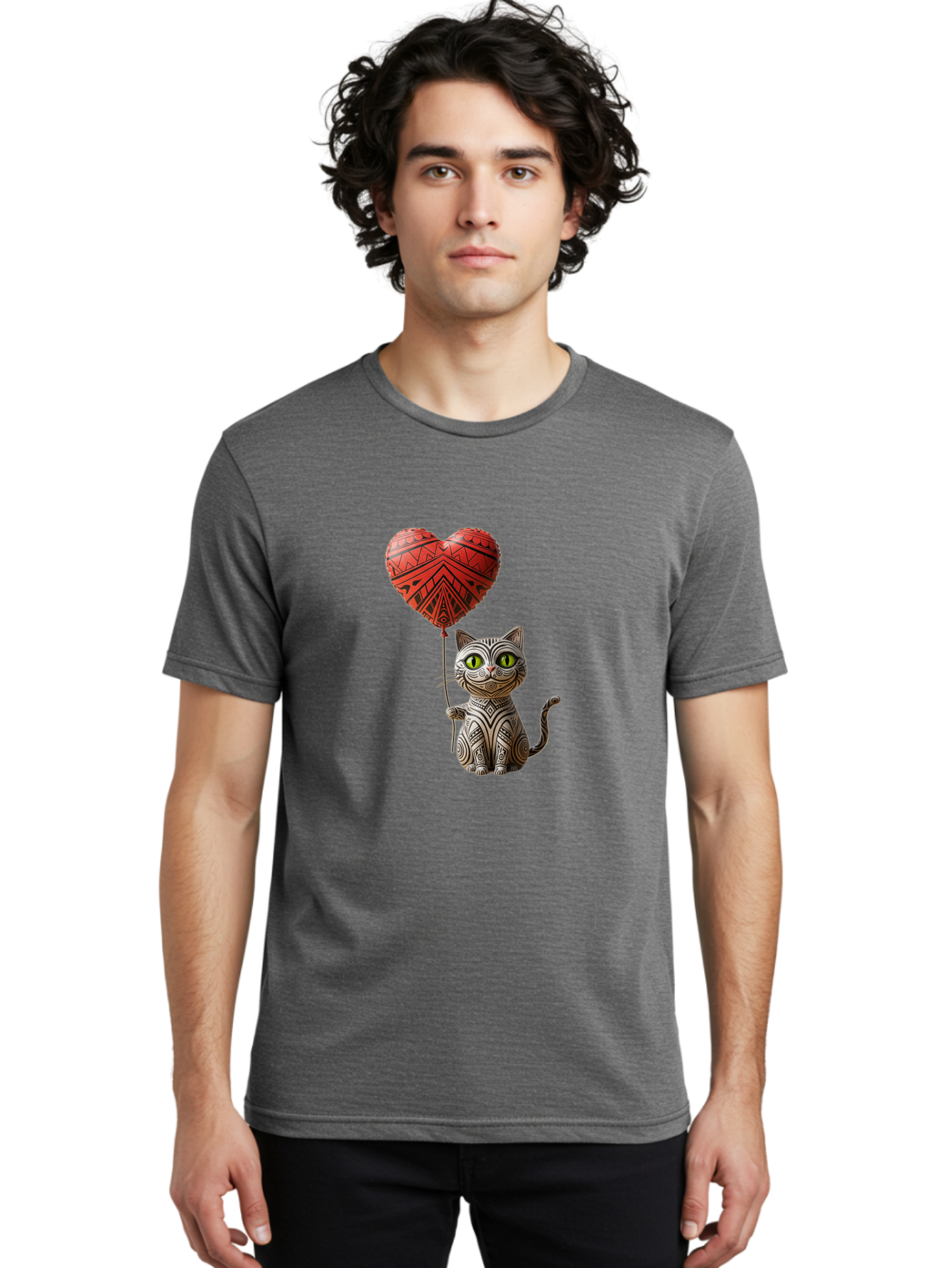 Cat-With-Heart-Balloon-1 Men'S Graphic Tee, 100% Cotton, Comfortable Casual Summer Wear, Machine Washable, Vintage Camera, Old Camera, Antique Camera, Black Camera, Classic Photography, Photography Equipment, Nostalgic Device, Film Camera, Bah708 25