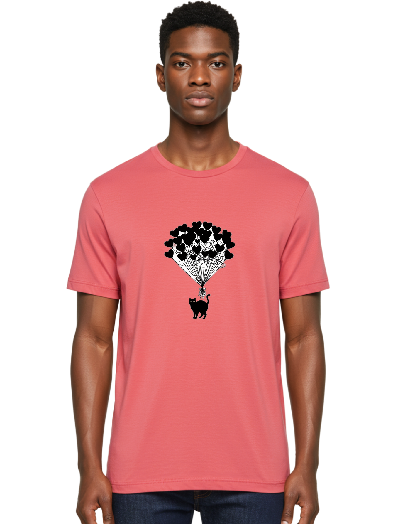 Cat-With-Heart-Balloon-2 Men'S Graphic Tee, 100% Cotton, Comfortable Casual Summer Wear, Machine Washable, Vintage Camera, Old Camera, Antique Camera, Black Camera, Classic Photography, Photography Equipment, Nostalgic Device, Film Camera, Bah709 25