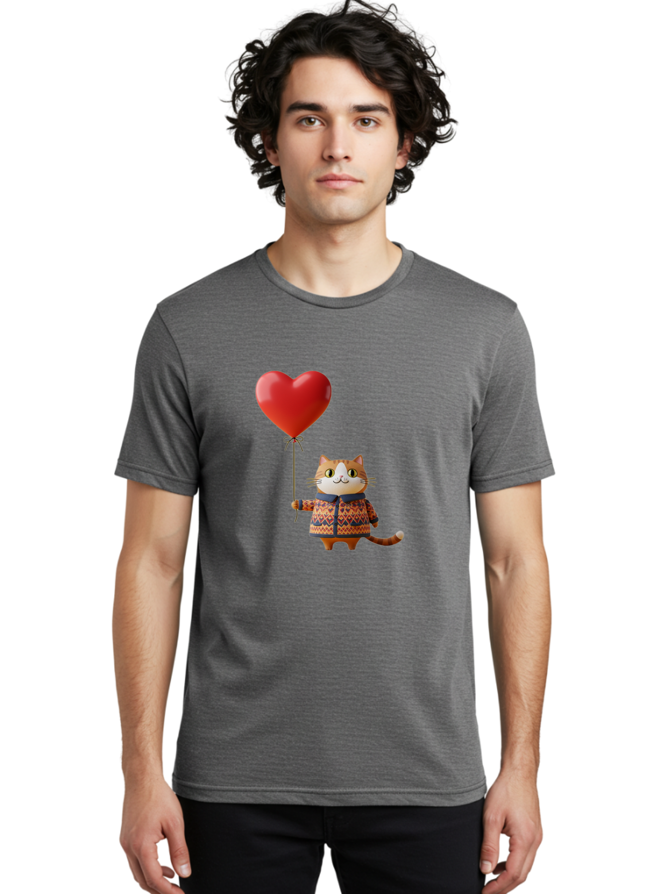 Cat-With-Heart-Balloon-3 Men'S Graphic Tee, 100% Cotton, Comfortable Casual Summer Wear, Machine Washable, Vintage Camera, Old Camera, Antique Camera, Black Camera, Classic Photography, Photography Equipment, Nostalgic Device, Film Camera, Bah710 25