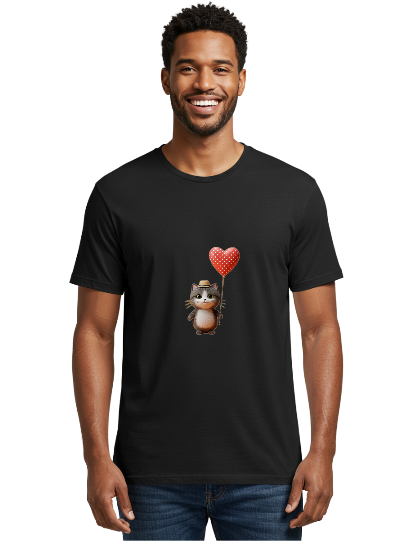 Cat-With-Heart-Balloon-4 Men'S Graphic Tee, 100% Cotton, Comfortable Casual Summer Wear, Machine Washable, Vintage Camera, Old Camera, Antique Camera, Black Camera, Classic Photography, Photography Equipment, Nostalgic Device, Film Camera, Bah711 19