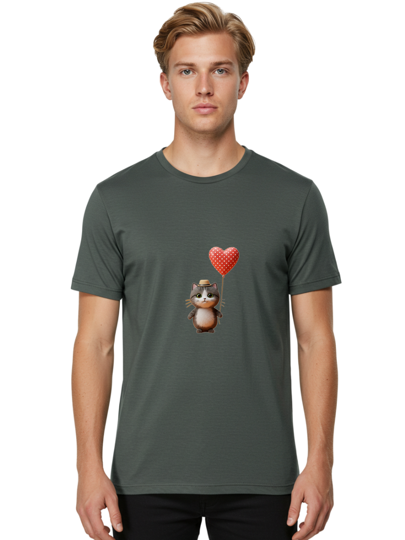 Cat-With-Heart-Balloon-4 Men'S Graphic Tee, 100% Cotton, Comfortable Casual Summer Wear, Machine Washable, Vintage Camera, Old Camera, Antique Camera, Black Camera, Classic Photography, Photography Equipment, Nostalgic Device, Film Camera, Bah711 23