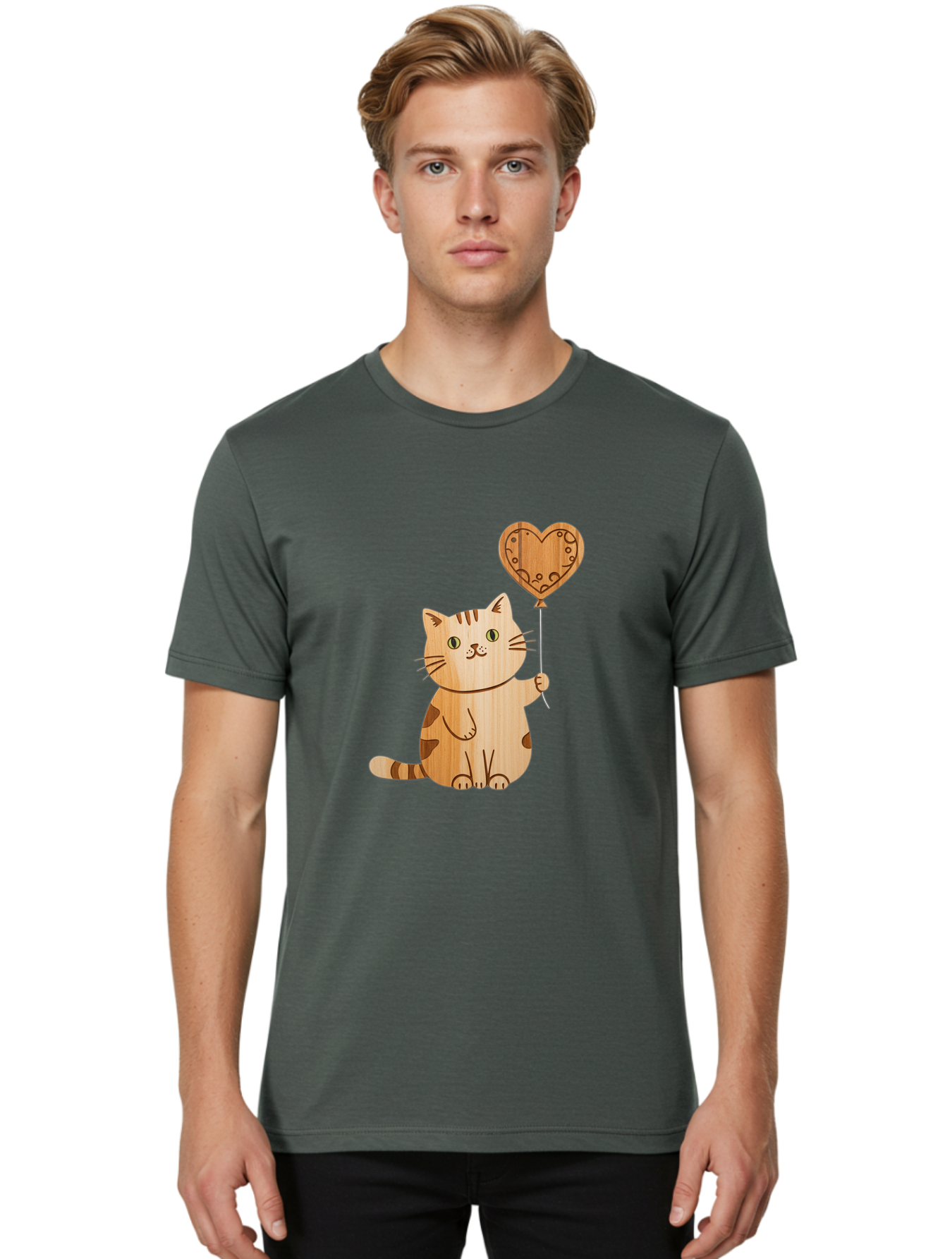 Cat-With-Heart-Balloon Men'S Graphic Tee, 100% Cotton, Comfortable Casual Summer Wear, Machine Washable, Vintage Camera, Old Camera, Antique Camera, Black Camera, Classic Photography, Photography Equipment, Nostalgic Device, Film Camera, Bah712 30