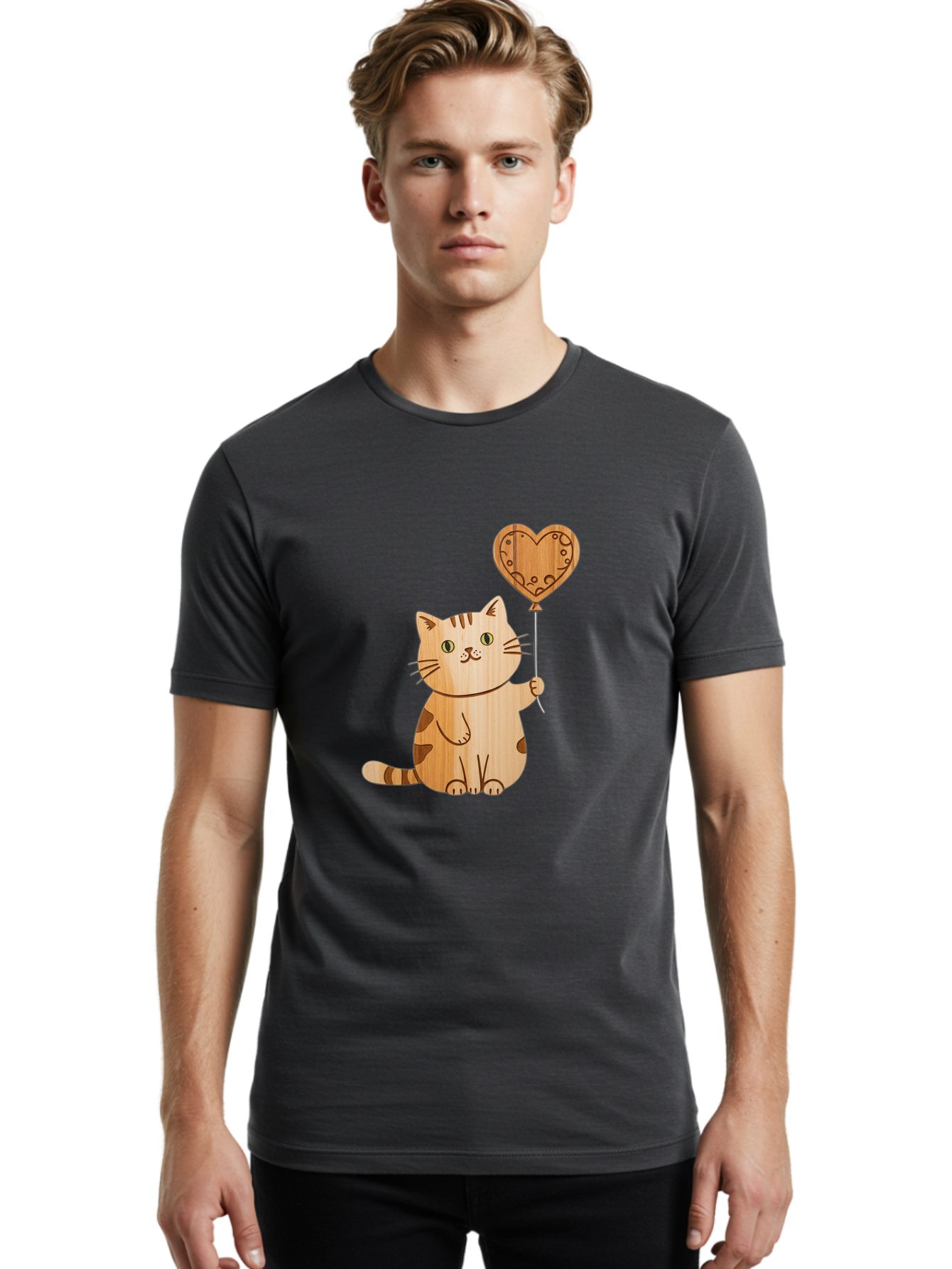 Cat-With-Heart-Balloon Men'S Graphic Tee, 100% Cotton, Comfortable Casual Summer Wear, Machine Washable, Vintage Camera, Old Camera, Antique Camera, Black Camera, Classic Photography, Photography Equipment, Nostalgic Device, Film Camera, Bah712 20