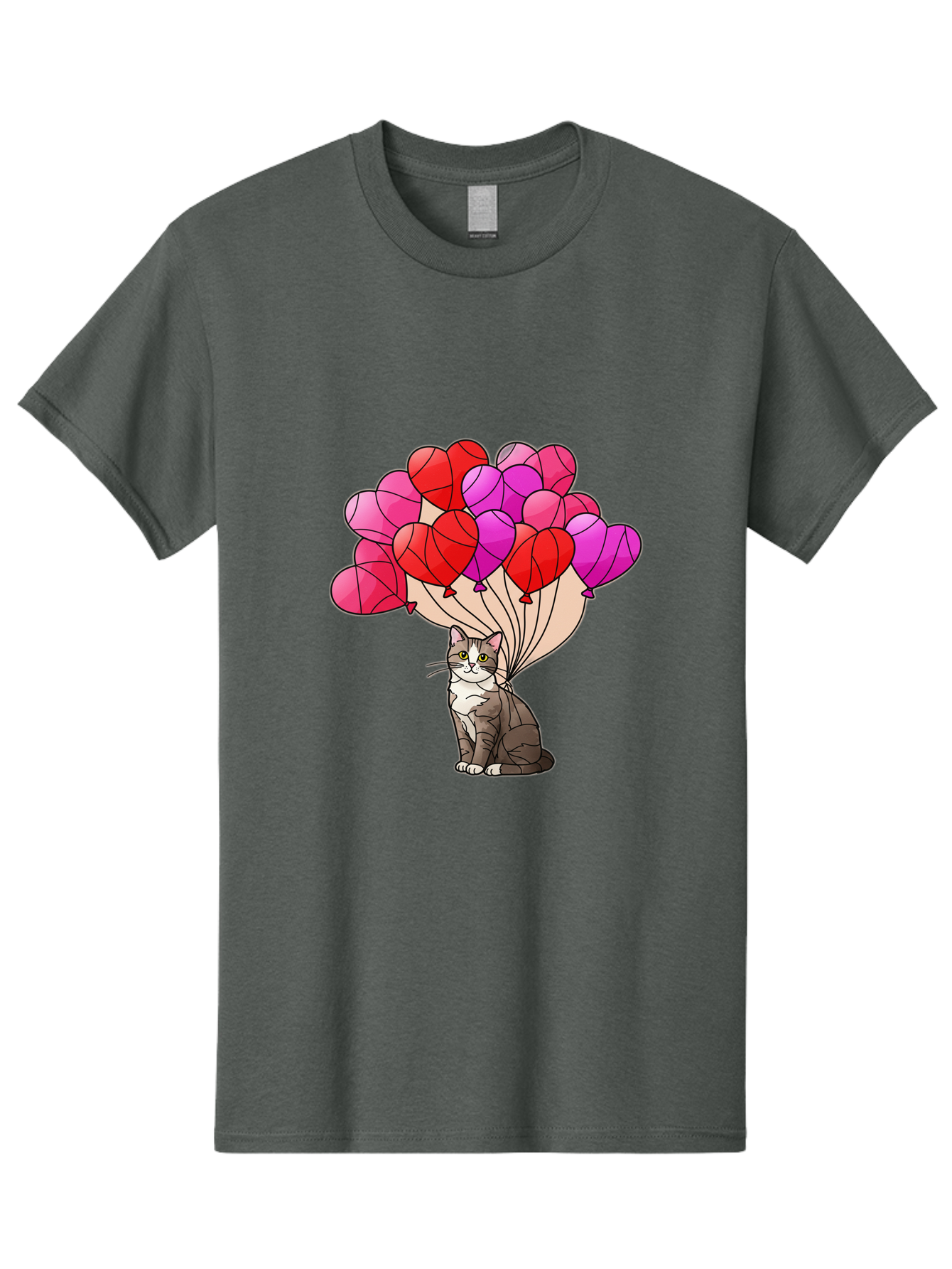 Cat-With-Heart-Balloons-2 Men'S Graphic Tee, 100% Cotton, Comfortable Casual Summer Wear, Machine Washable, Vintage Camera, Old Camera, Antique Camera, Black Camera, Classic Photography, Photography Equipment, Nostalgic Device, Film Camera, Bah714 12