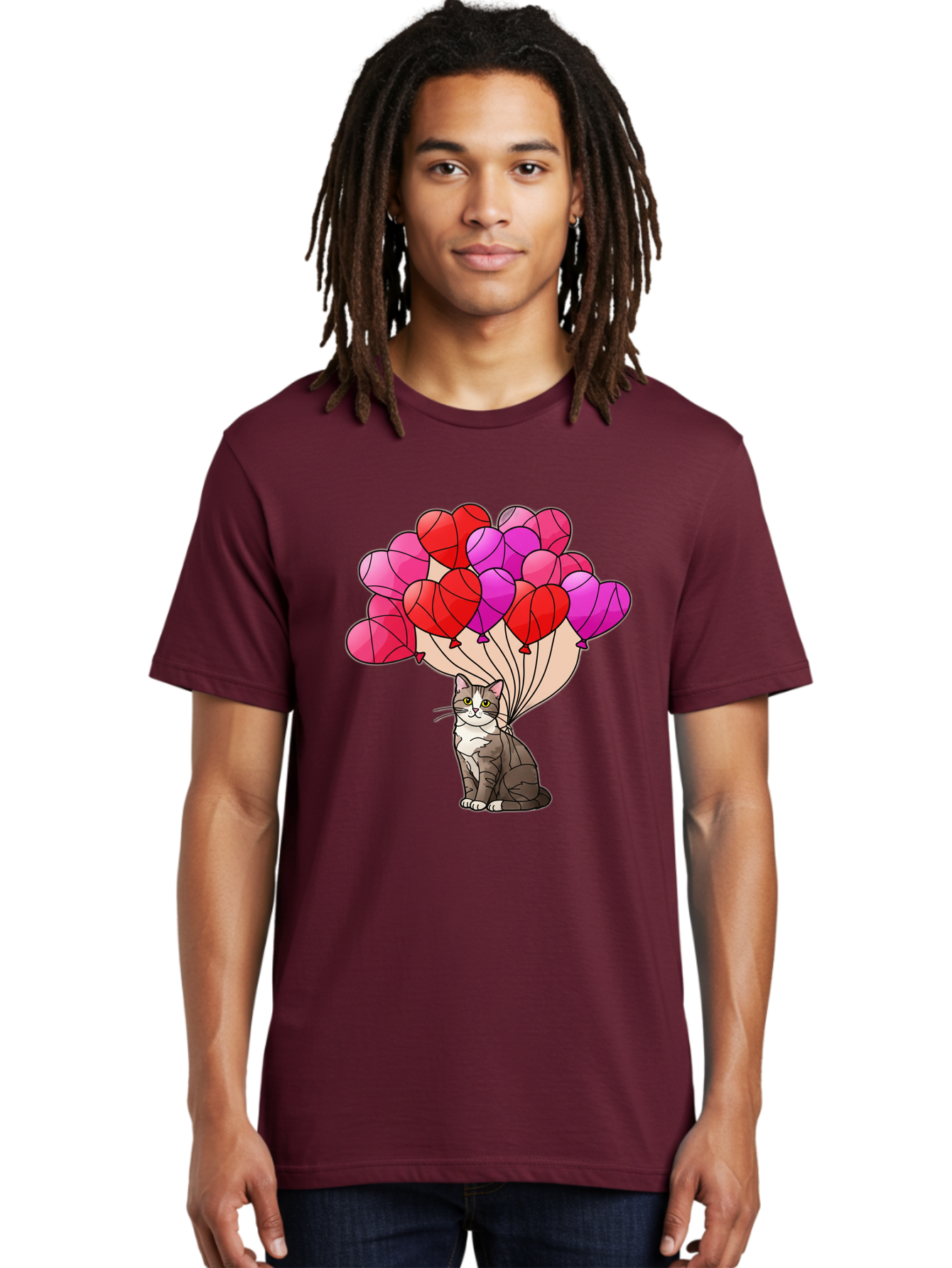 Cat-With-Heart-Balloons-2 Men'S Graphic Tee, 100% Cotton, Comfortable Casual Summer Wear, Machine Washable, Vintage Camera, Old Camera, Antique Camera, Black Camera, Classic Photography, Photography Equipment, Nostalgic Device, Film Camera, Bah714 19