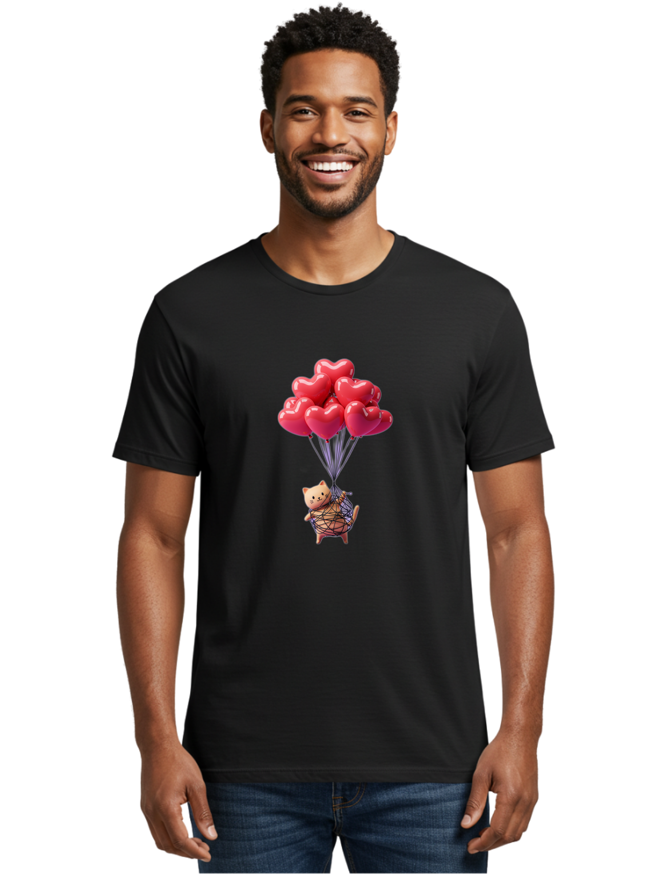 Cat-With-Heart-Balloons Men'S Graphic Tee, 100% Cotton, Comfortable Casual Summer Wear, Machine Washable, Vintage Camera, Old Camera, Antique Camera, Black Camera, Classic Photography, Photography Equipment, Nostalgic Device, Film Camera, Bah715 21