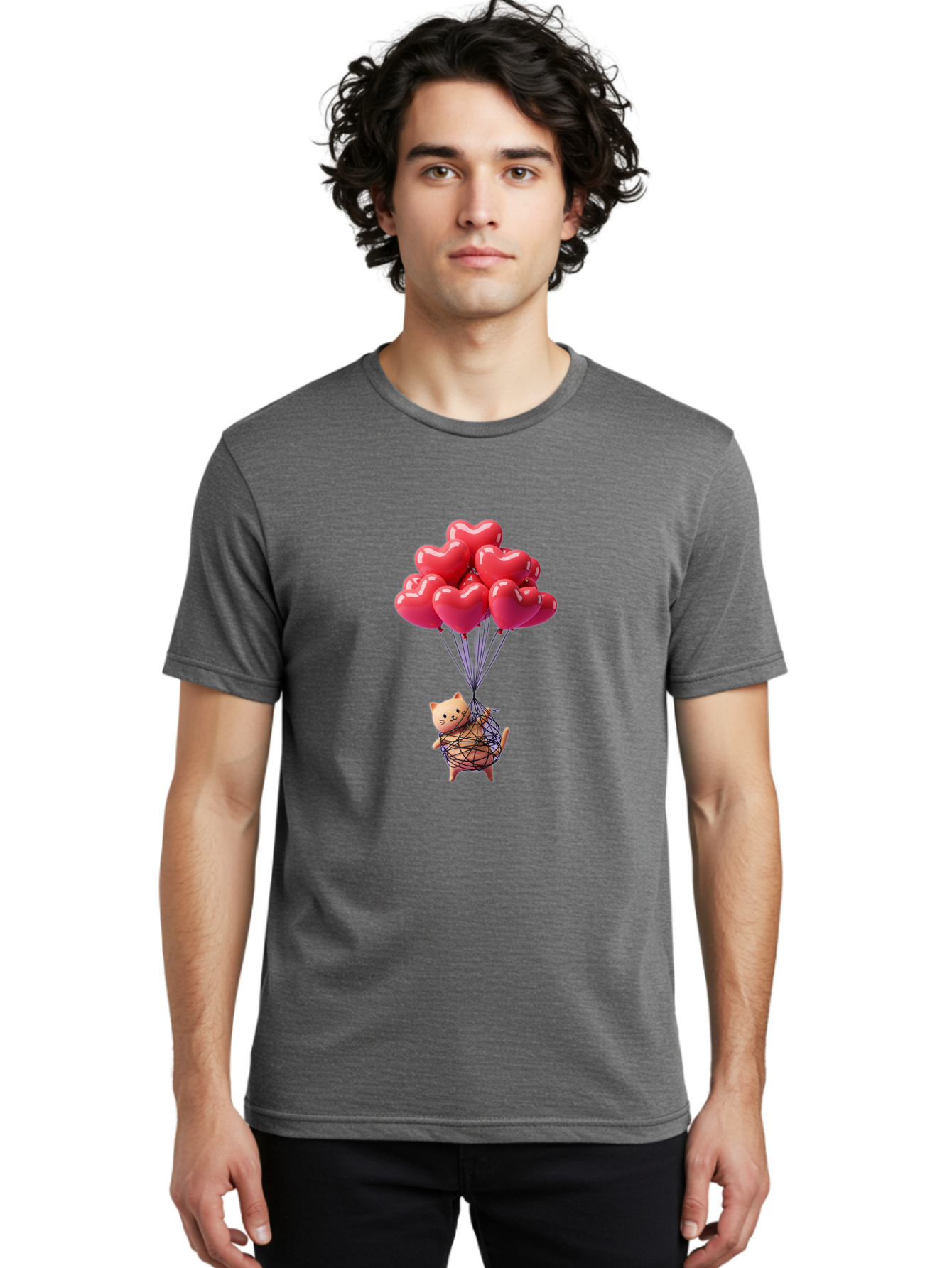 Cat-With-Heart-Balloons Men'S Graphic Tee, 100% Cotton, Comfortable Casual Summer Wear, Machine Washable, Vintage Camera, Old Camera, Antique Camera, Black Camera, Classic Photography, Photography Equipment, Nostalgic Device, Film Camera, Bah715 30