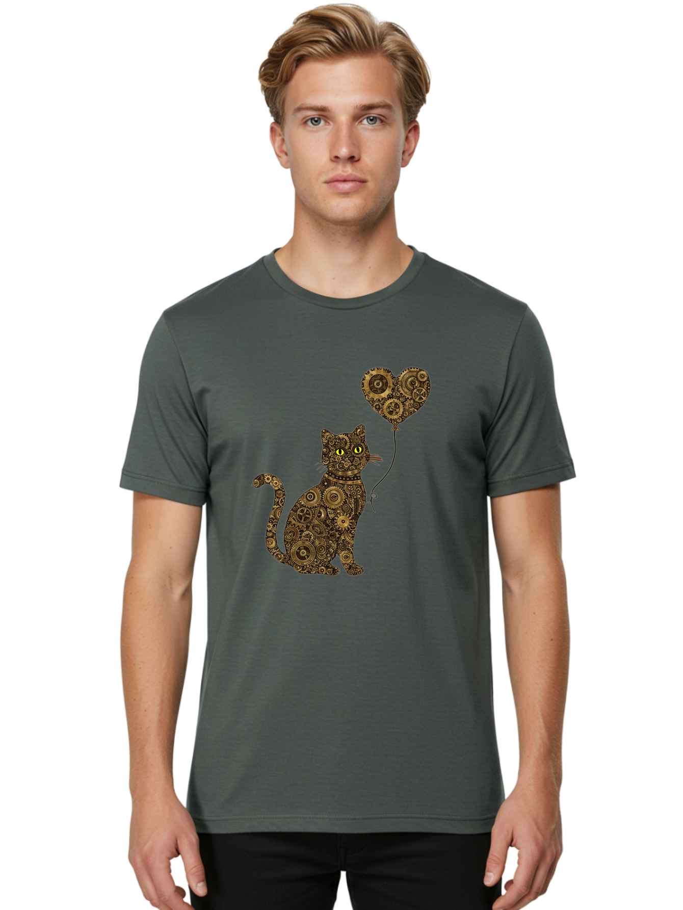 Cat-With-Heart-Shaped-Balloon Men'S Graphic Tee, 100% Cotton, Comfortable Casual Summer Wear, Machine Washable, Vintage Camera, Old Camera, Antique Camera, Black Camera, Classic Photography, Photography Equipment, Nostalgic Device, Bah717 29