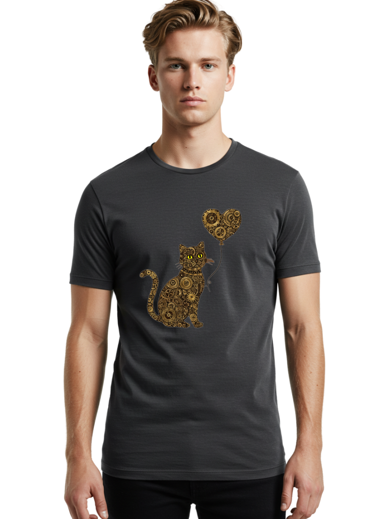 Cat-With-Heart-Shaped-Balloon Men'S Graphic Tee, 100% Cotton, Comfortable Casual Summer Wear, Machine Washable, Vintage Camera, Old Camera, Antique Camera, Black Camera, Classic Photography, Photography Equipment, Nostalgic Device, Bah717 27