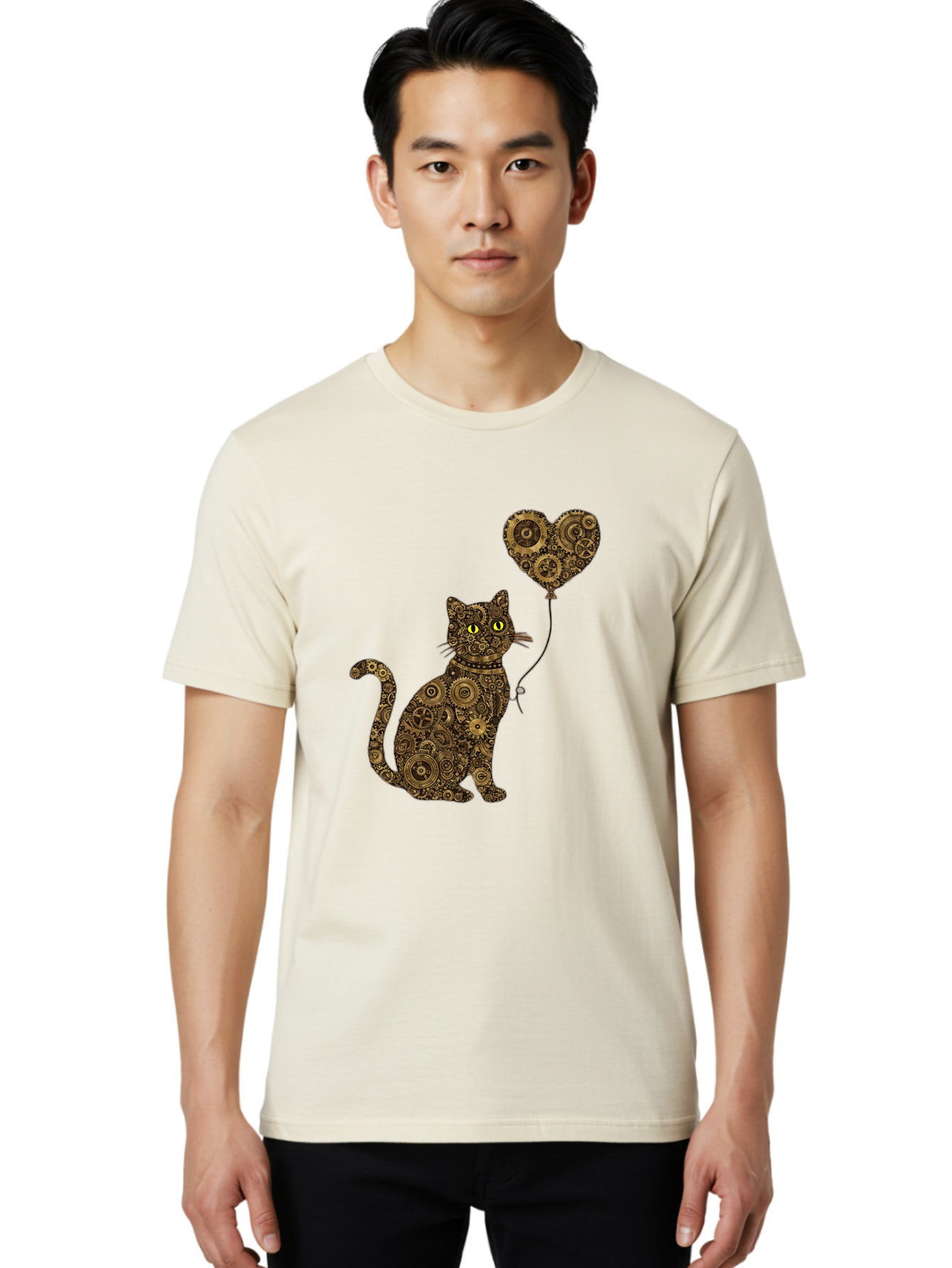 Cat-With-Heart-Shaped-Balloon Men'S Graphic Tee, 100% Cotton, Comfortable Casual Summer Wear, Machine Washable, Vintage Camera, Old Camera, Antique Camera, Black Camera, Classic Photography, Photography Equipment, Nostalgic Device, Bah717 16