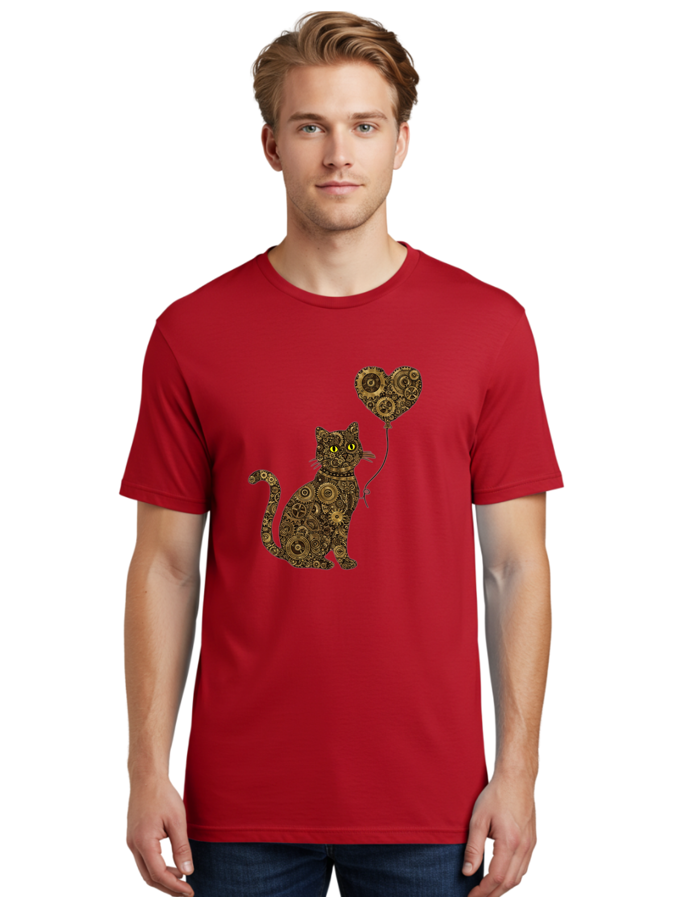 Cat-With-Heart-Shaped-Balloon Men'S Graphic Tee, 100% Cotton, Comfortable Casual Summer Wear, Machine Washable, Vintage Camera, Old Camera, Antique Camera, Black Camera, Classic Photography, Photography Equipment, Nostalgic Device, Bah717 25