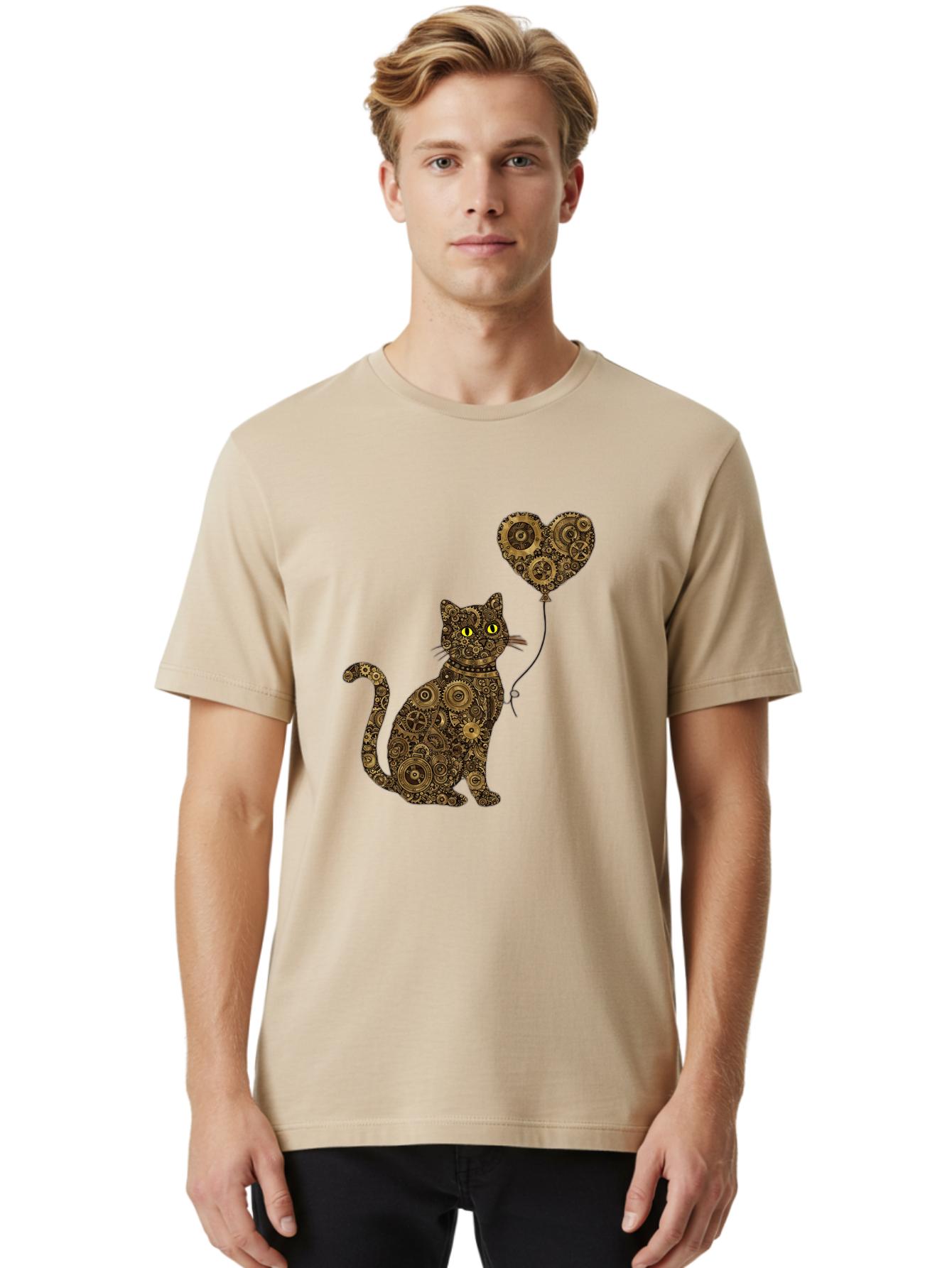 Cat-With-Heart-Shaped-Balloon Men'S Graphic Tee, 100% Cotton, Comfortable Casual Summer Wear, Machine Washable, Vintage Camera, Old Camera, Antique Camera, Black Camera, Classic Photography, Photography Equipment, Nostalgic Device, Bah717 17