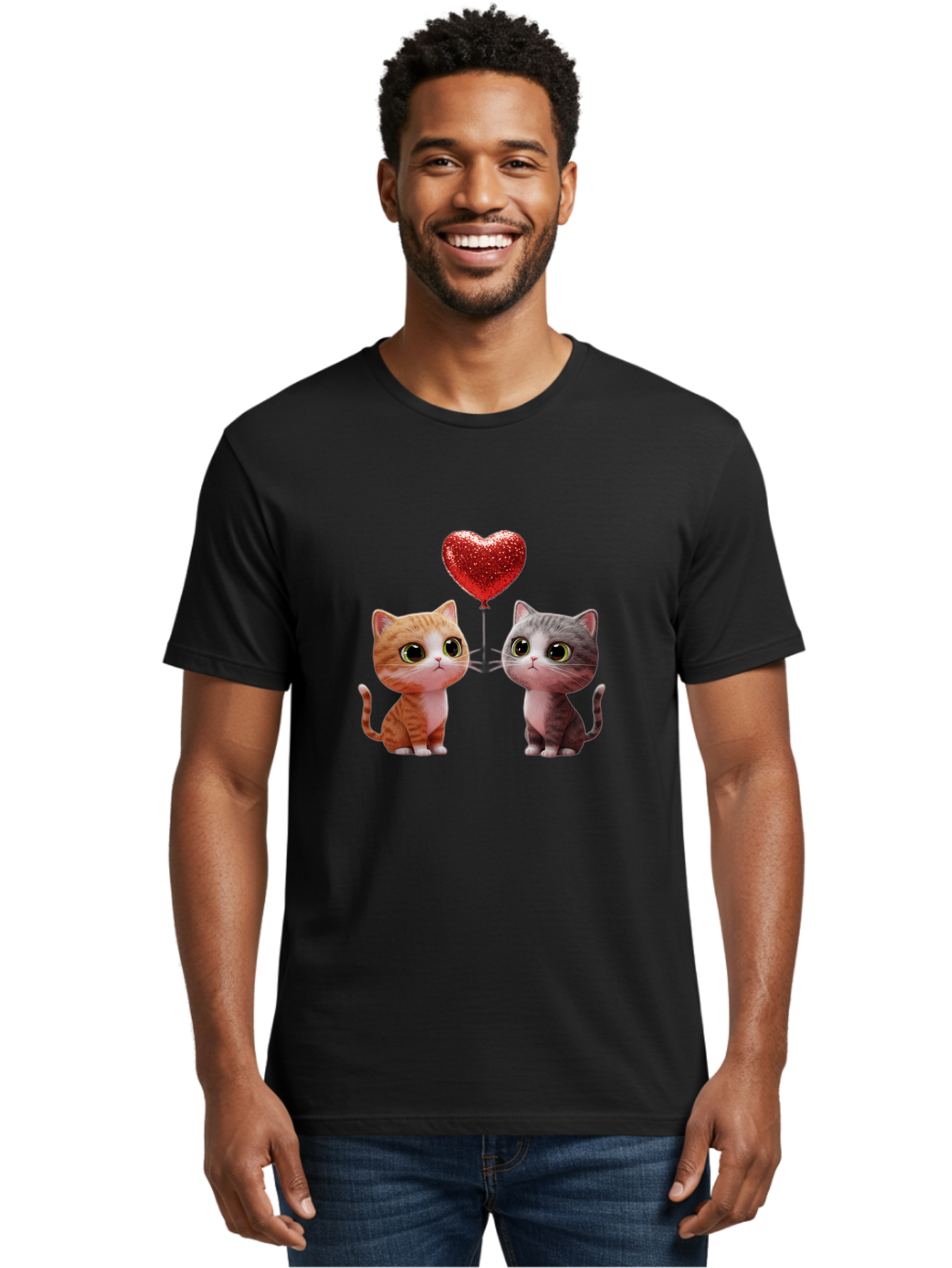 Cats-With-Heart-Balloon-1 Men'S Graphic Tee, 100% Cotton, Comfortable Casual Summer Wear, Machine Washable, Vintage Camera, Old Camera, Antique Camera, Black Camera, Classic Photography, Photography Equipment, Nostalgic Device, Film Camera, Bah722 18