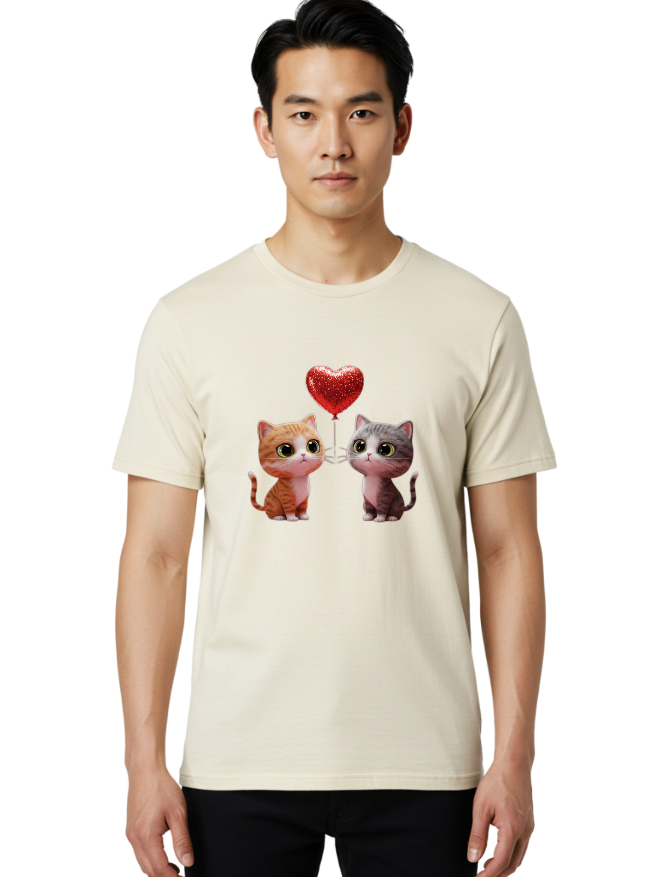 Cats-With-Heart-Balloon-1 Men'S Graphic Tee, 100% Cotton, Comfortable Casual Summer Wear, Machine Washable, Vintage Camera, Old Camera, Antique Camera, Black Camera, Classic Photography, Photography Equipment, Nostalgic Device, Film Camera, Bah722 17