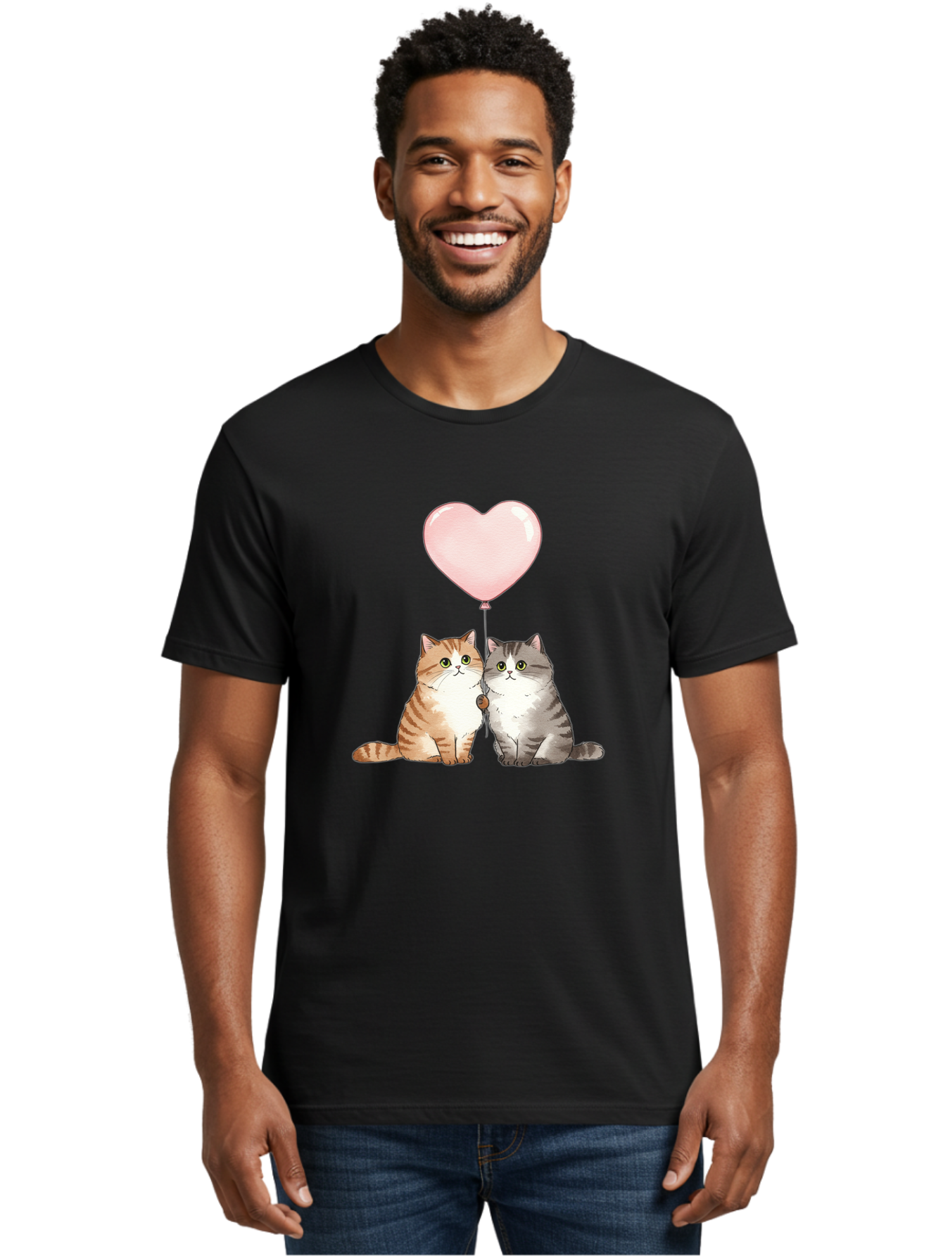 Cats-With-Heart-Balloon-2 Men'S Graphic Tee, 100% Cotton, Comfortable Casual Summer Wear, Machine Washable, Vintage Camera, Old Camera, Antique Camera, Black Camera, Classic Photography, Photography Equipment, Nostalgic Device, Film Camera, Bah723 17