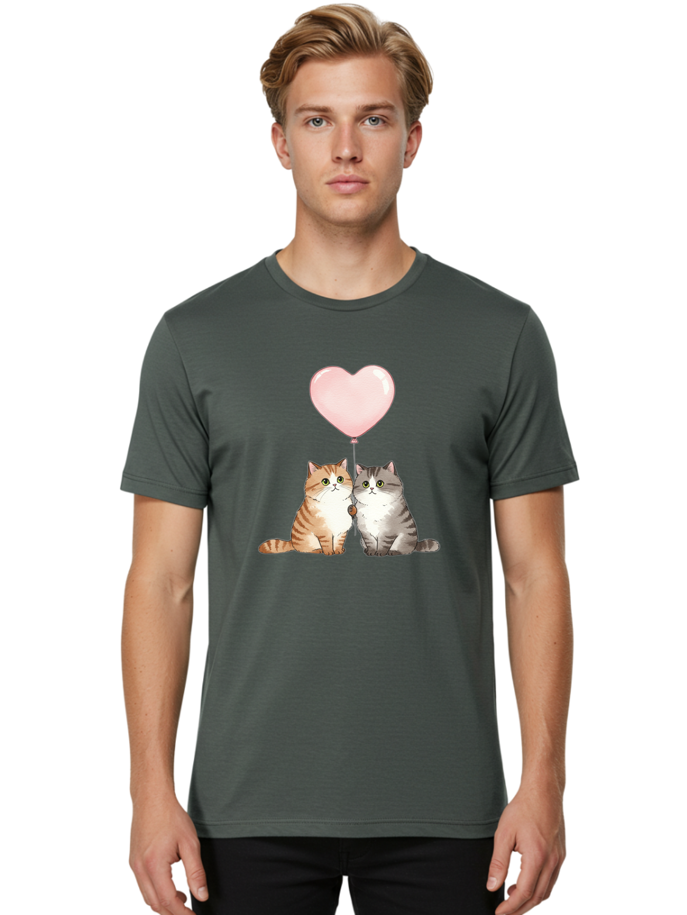 Cats-With-Heart-Balloon-2 Men'S Graphic Tee, 100% Cotton, Comfortable Casual Summer Wear, Machine Washable, Vintage Camera, Old Camera, Antique Camera, Black Camera, Classic Photography, Photography Equipment, Nostalgic Device, Film Camera, Bah723 18
