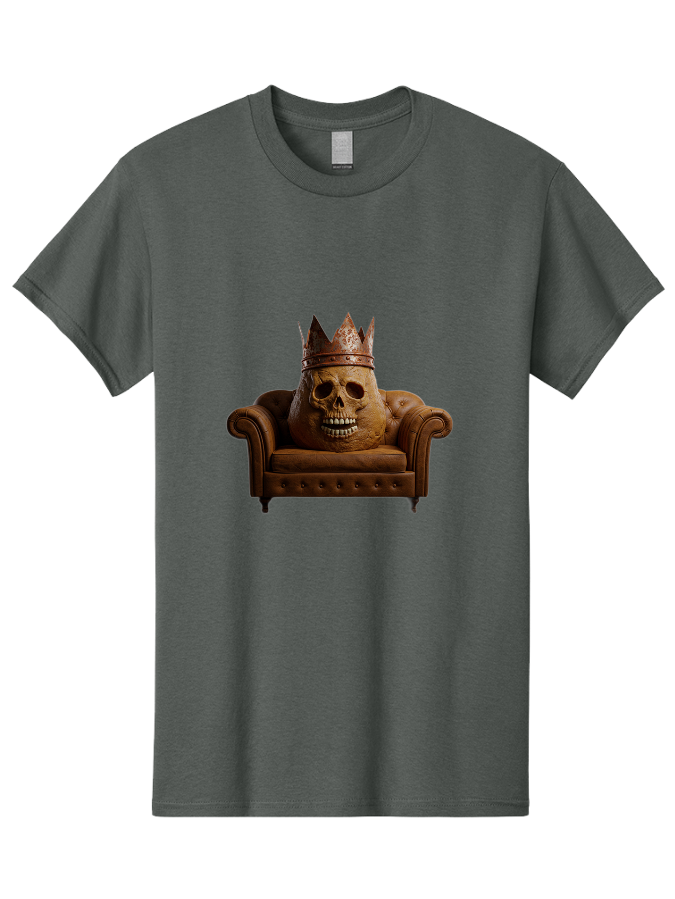 Crowned-Skull-On-Leather-Sofa Men'S Graphic Tee, 100% Cotton, Comfortable Casual Summer Wear, Machine Washable, Vintage Camera, Old Camera, Antique Camera, Black Camera, Classic Photography, Photography Equipment, Nostalgic Device, Bah832 13