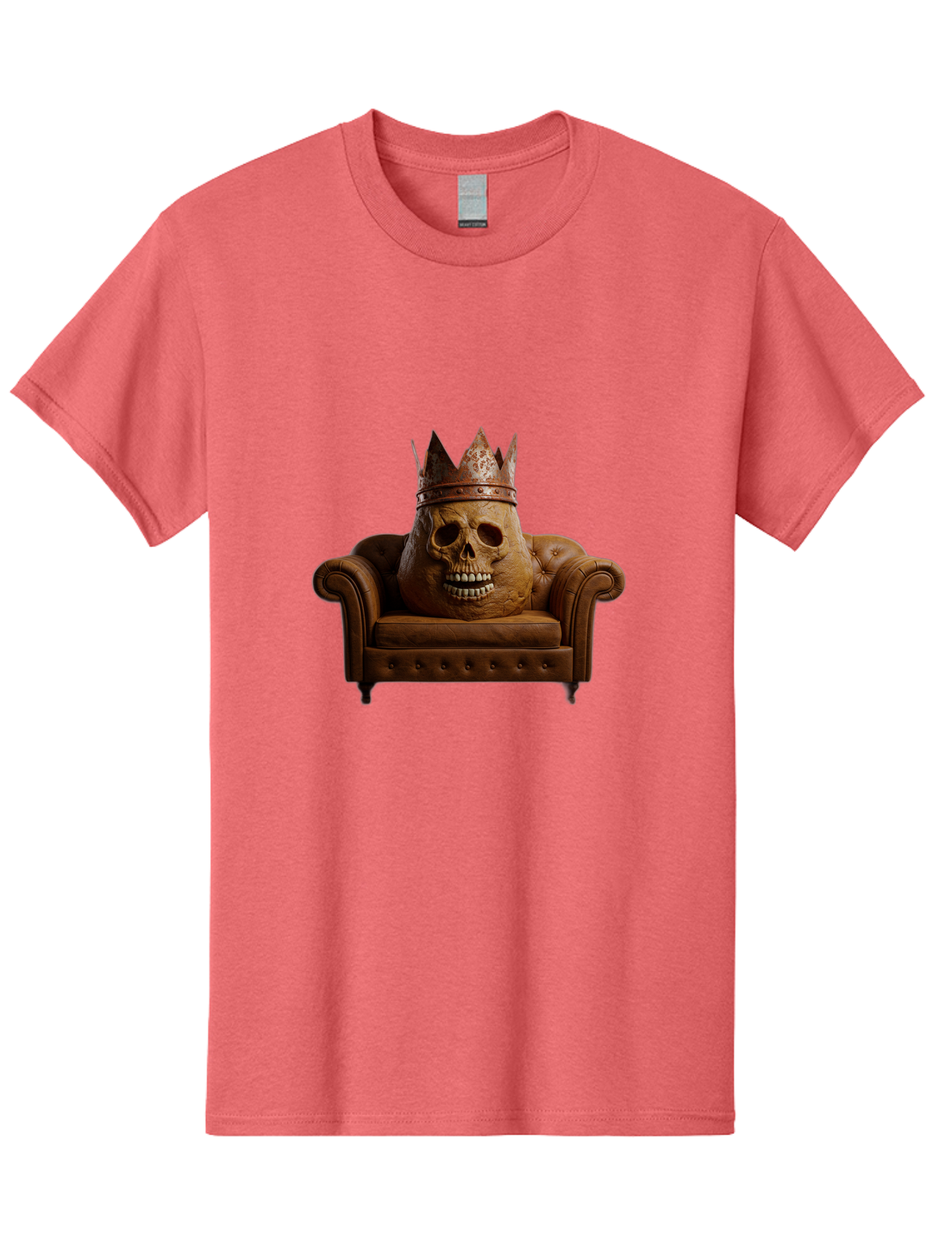 Crowned-Skull-On-Leather-Sofa Men'S Graphic Tee, 100% Cotton, Comfortable Casual Summer Wear, Machine Washable, Vintage Camera, Old Camera, Antique Camera, Black Camera, Classic Photography, Photography Equipment, Nostalgic Device, Bah832 2
