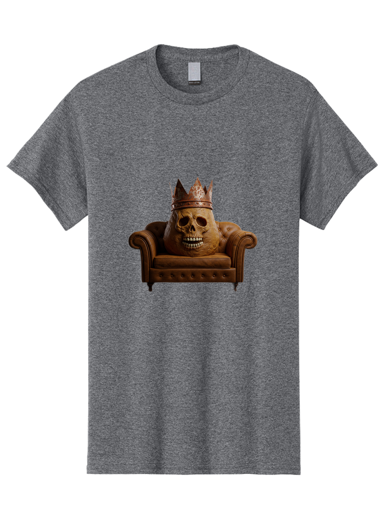 Crowned-Skull-On-Leather-Sofa Men'S Graphic Tee, 100% Cotton, Comfortable Casual Summer Wear, Machine Washable, Vintage Camera, Old Camera, Antique Camera, Black Camera, Classic Photography, Photography Equipment, Nostalgic Device, Bah832 3
