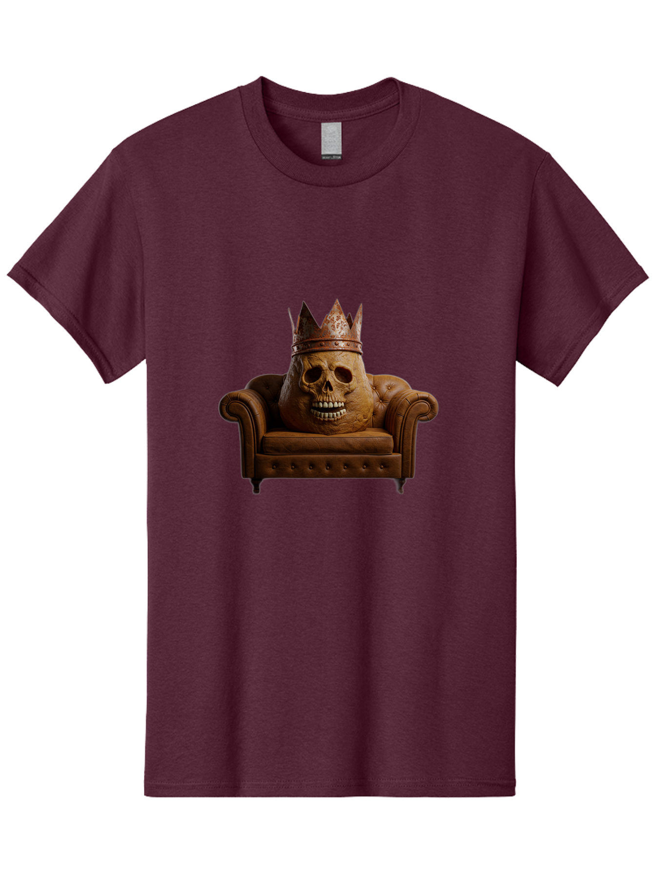 Crowned-Skull-On-Leather-Sofa Men'S Graphic Tee, 100% Cotton, Comfortable Casual Summer Wear, Machine Washable, Vintage Camera, Old Camera, Antique Camera, Black Camera, Classic Photography, Photography Equipment, Nostalgic Device, Bah832 4