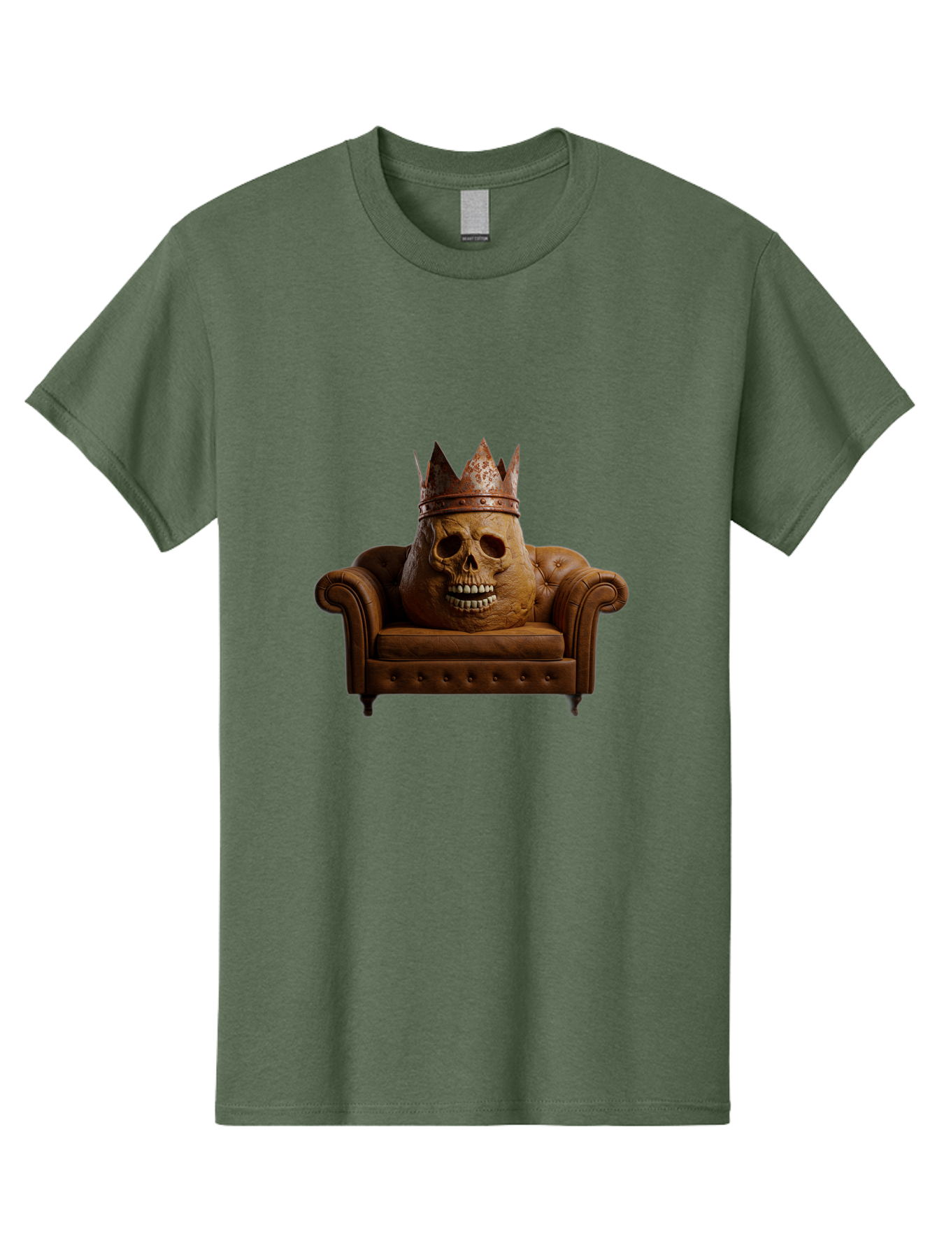 Crowned-Skull-On-Leather-Sofa Men'S Graphic Tee, 100% Cotton, Comfortable Casual Summer Wear, Machine Washable, Vintage Camera, Old Camera, Antique Camera, Black Camera, Classic Photography, Photography Equipment, Nostalgic Device, Bah832 5