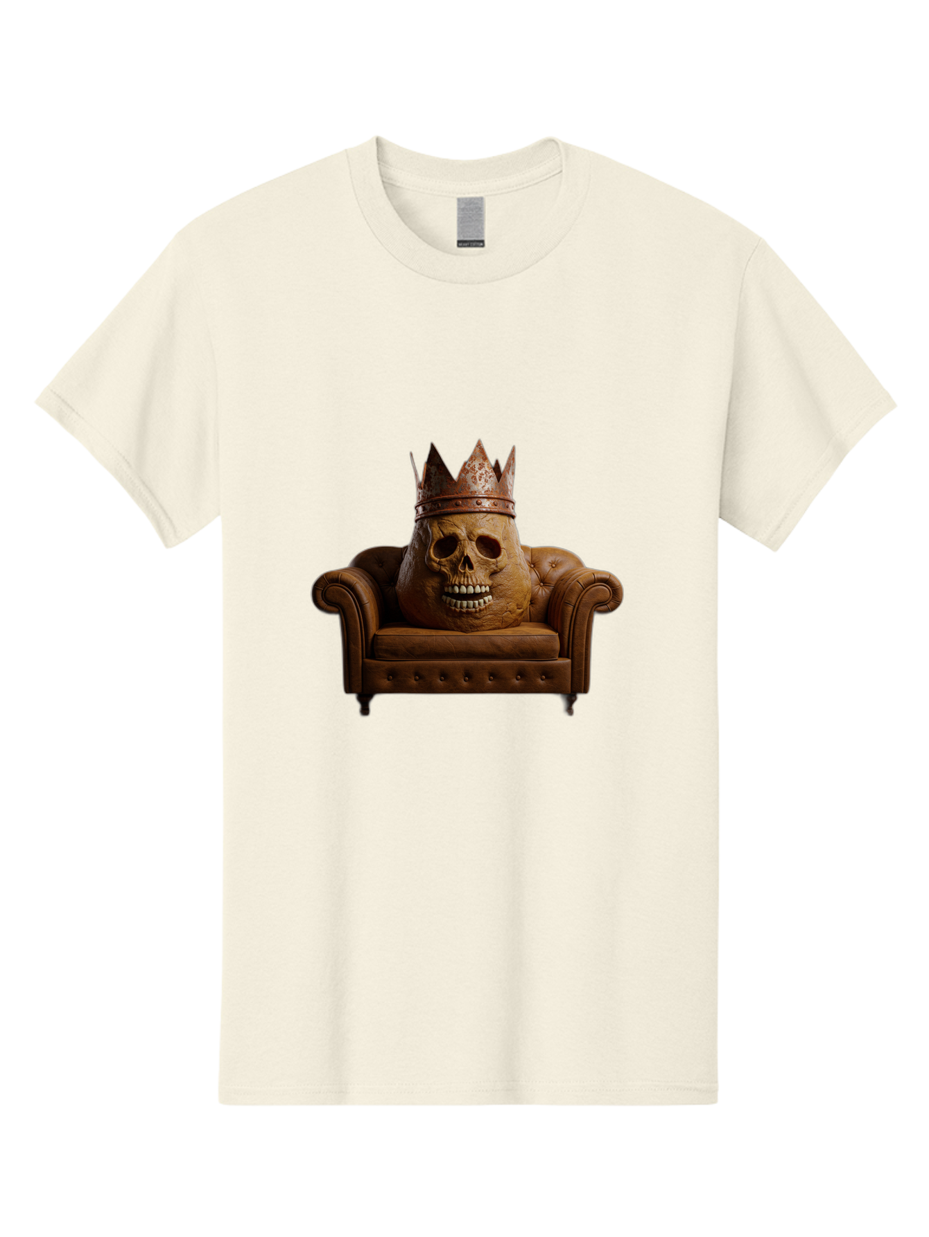 Crowned-Skull-On-Leather-Sofa Men'S Graphic Tee, 100% Cotton, Comfortable Casual Summer Wear, Machine Washable, Vintage Camera, Old Camera, Antique Camera, Black Camera, Classic Photography, Photography Equipment, Nostalgic Device, Bah832 7