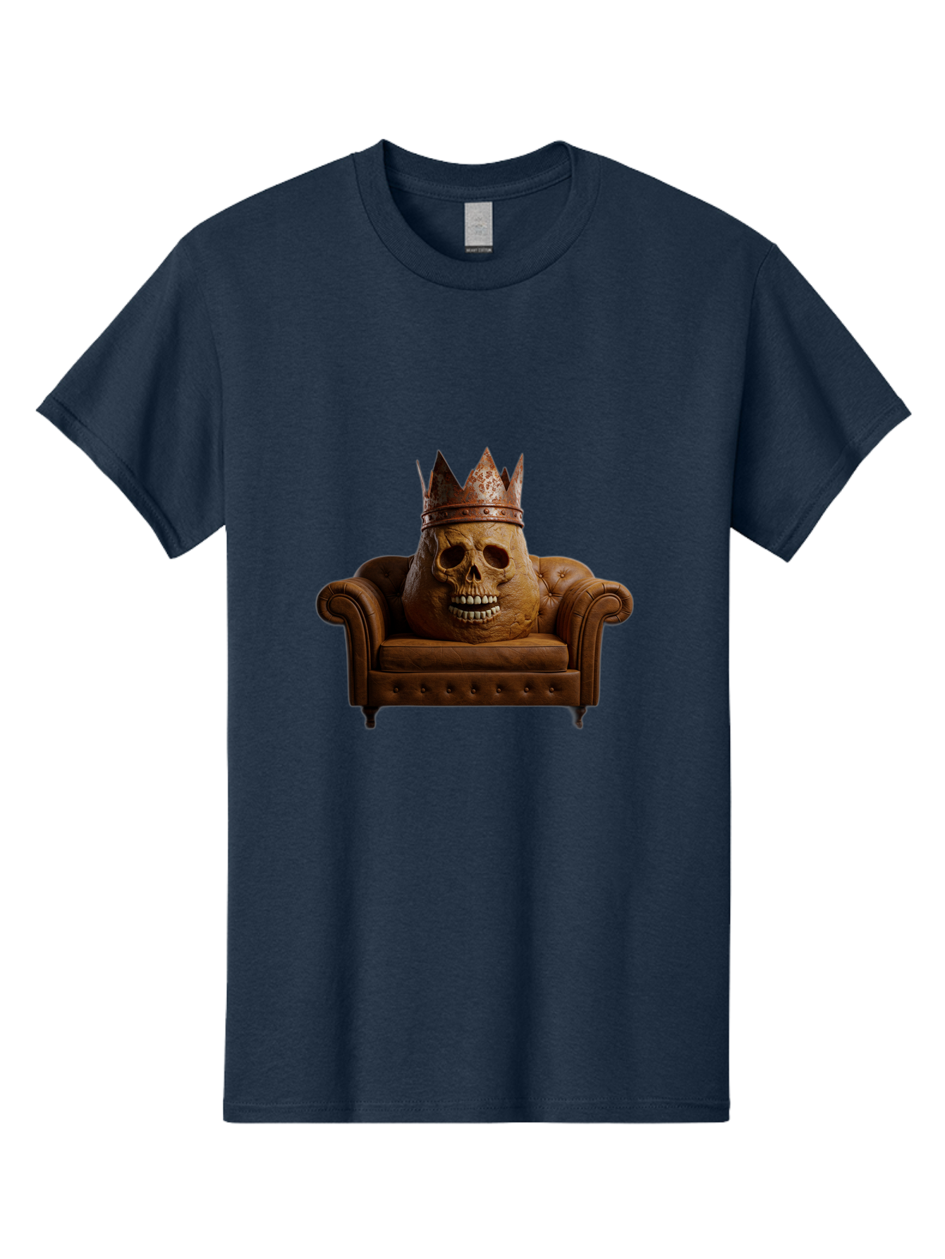 Crowned-Skull-On-Leather-Sofa Men'S Graphic Tee, 100% Cotton, Comfortable Casual Summer Wear, Machine Washable, Vintage Camera, Old Camera, Antique Camera, Black Camera, Classic Photography, Photography Equipment, Nostalgic Device, Bah832 12