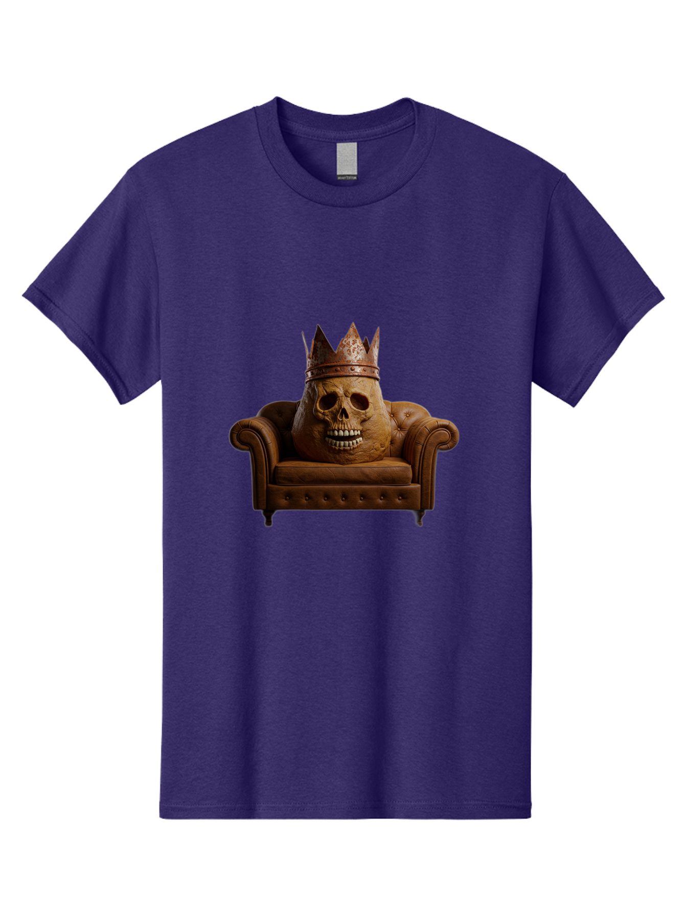 Crowned-Skull-On-Leather-Sofa Men'S Graphic Tee, 100% Cotton, Comfortable Casual Summer Wear, Machine Washable, Vintage Camera, Old Camera, Antique Camera, Black Camera, Classic Photography, Photography Equipment, Nostalgic Device, Bah832 10